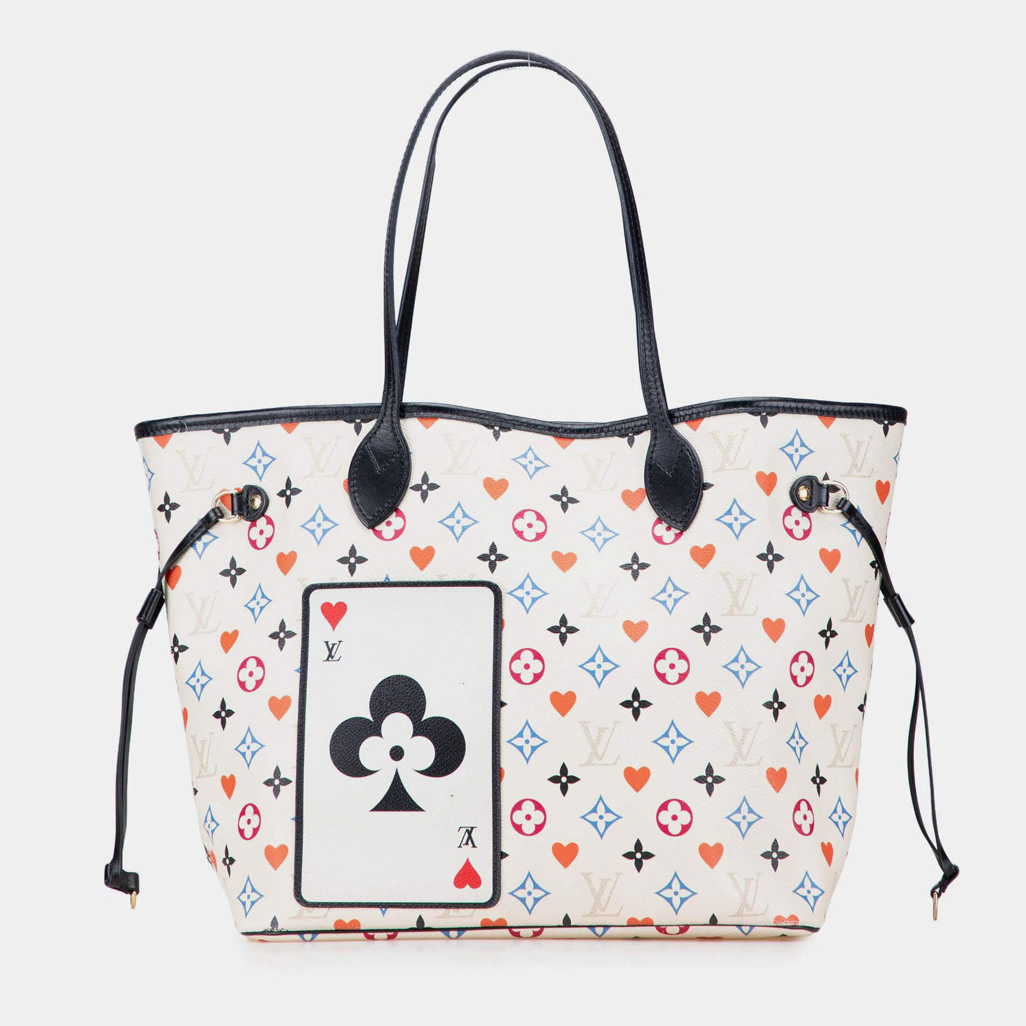 Pre Owned Louis Vuitton White Monogram Game On Neverfull MM