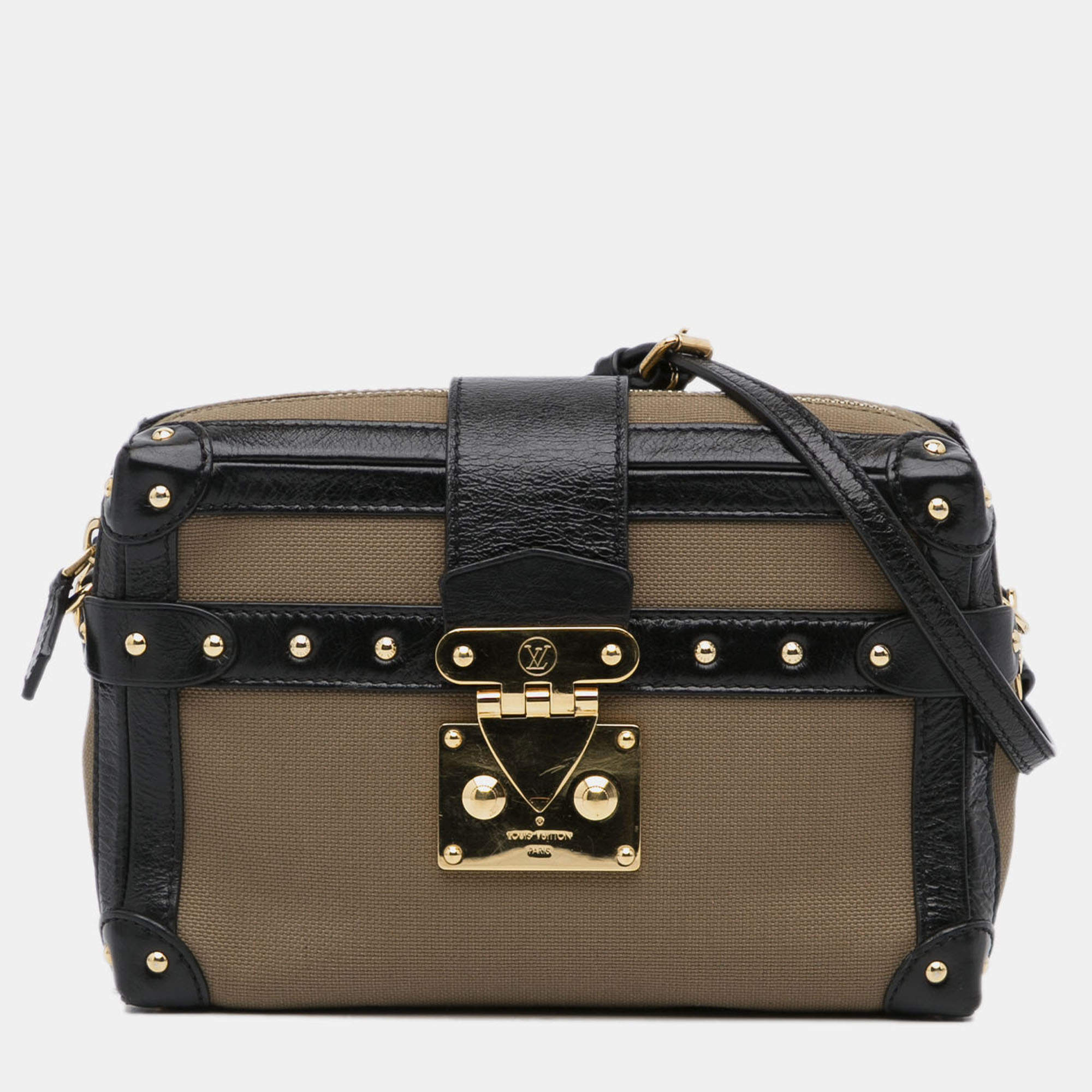 Pre Owned Louis Vuitton Black Brown Petite Malle Soft MM