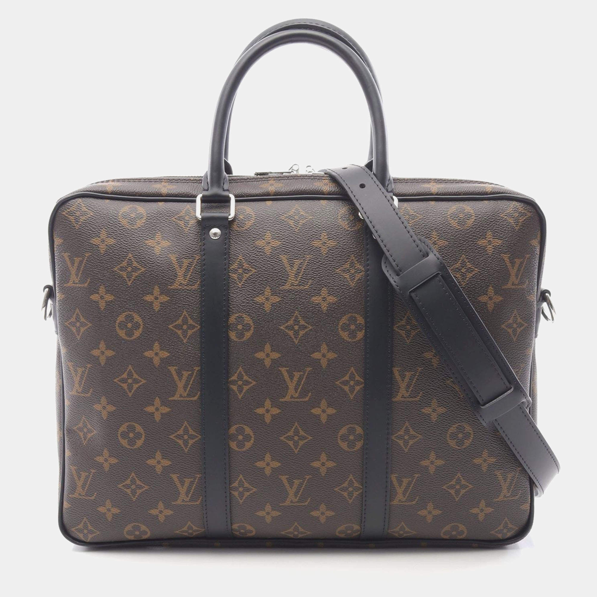 Pre Owned Louis Vuitton Porte Documents Voyage Brown Monogram Coated Canvas Briefcase Bag
