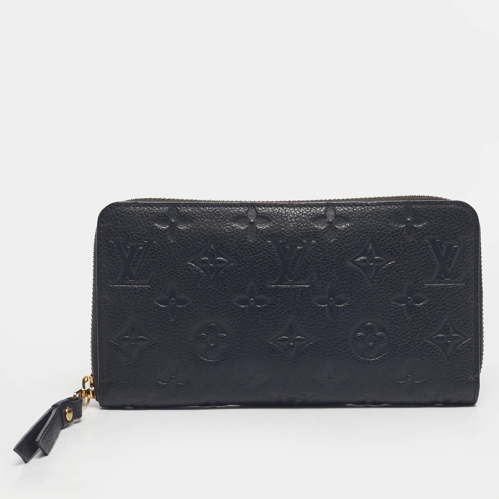 Pre Owned Louis Vuitton Blue Infini Monogram Empreinte Leather Zippy Wallet