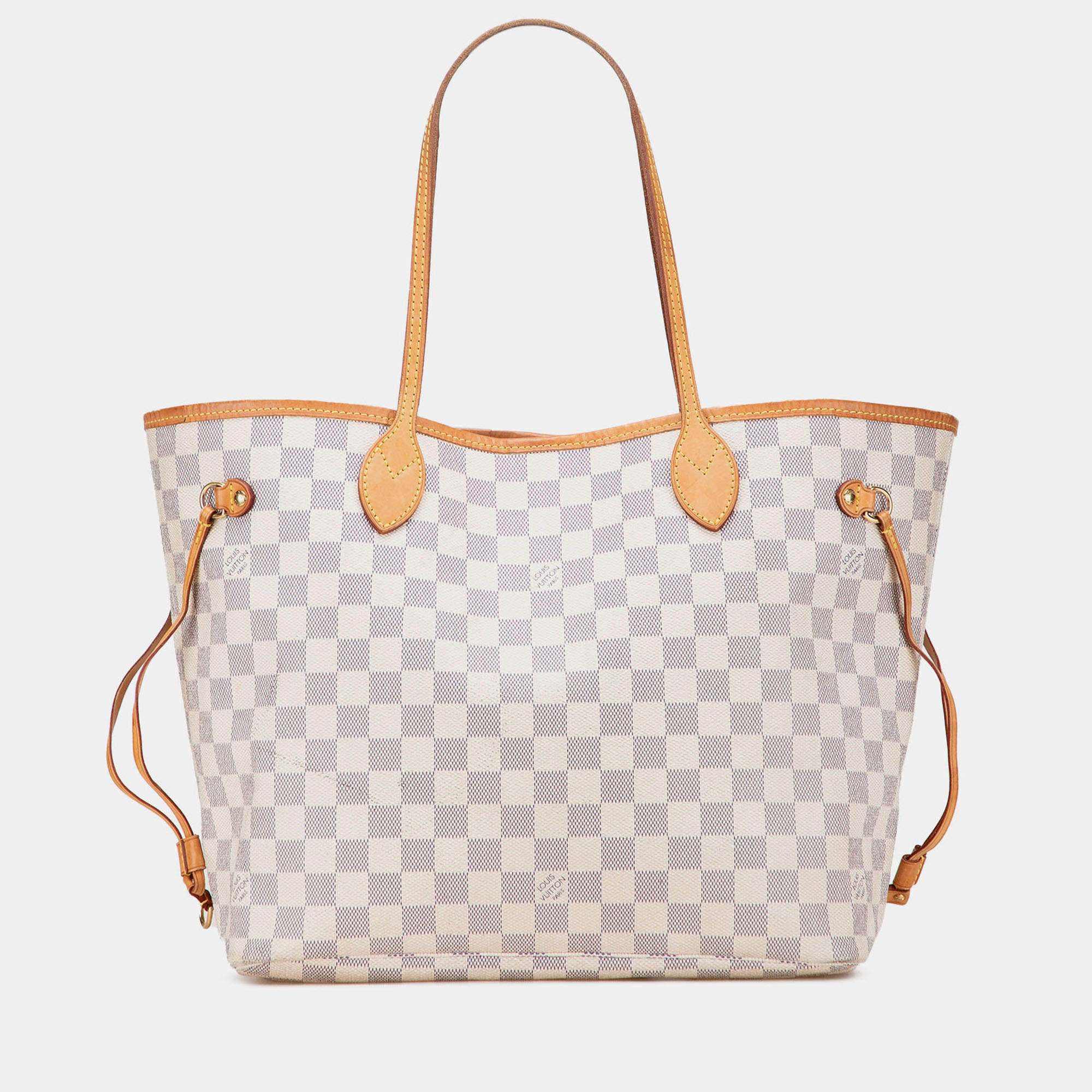 Pre Owned Louis Vuitton White Damier Azur Neverfull MM