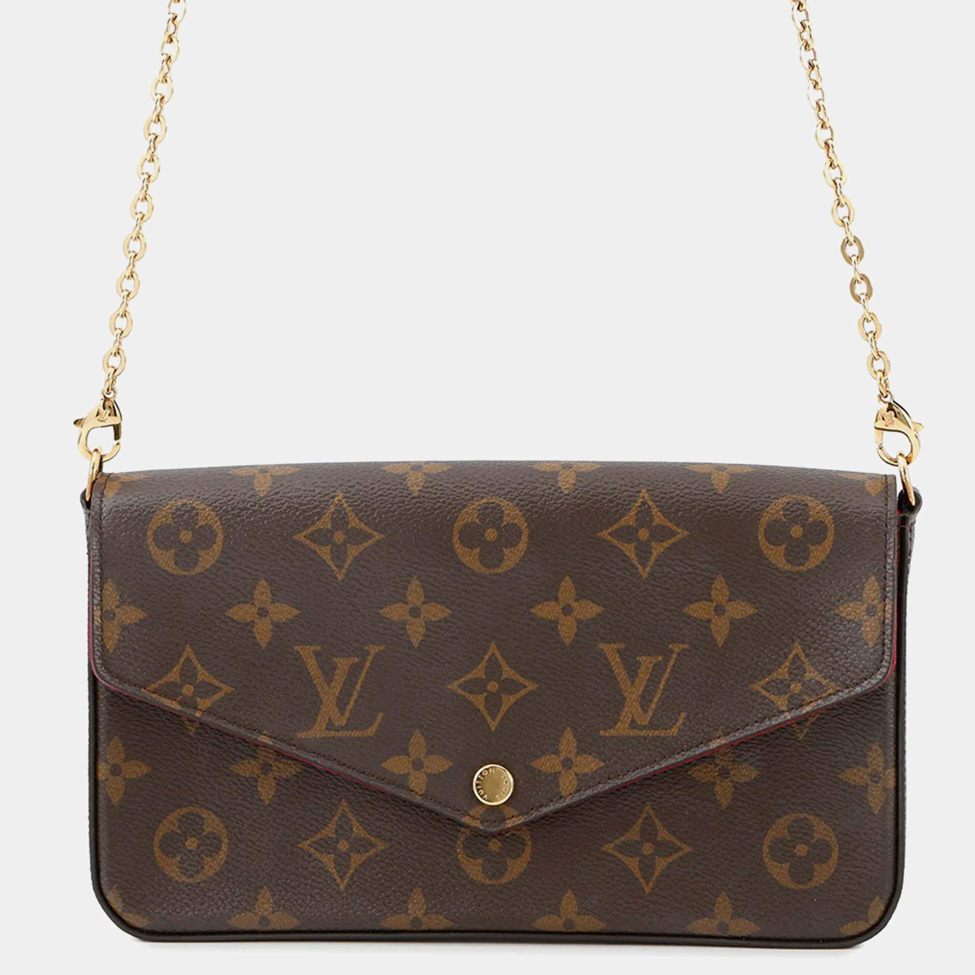 Pre Owned Louis Vuitton Felicie Pochette Fuchsia Monogram Canvas Bag 