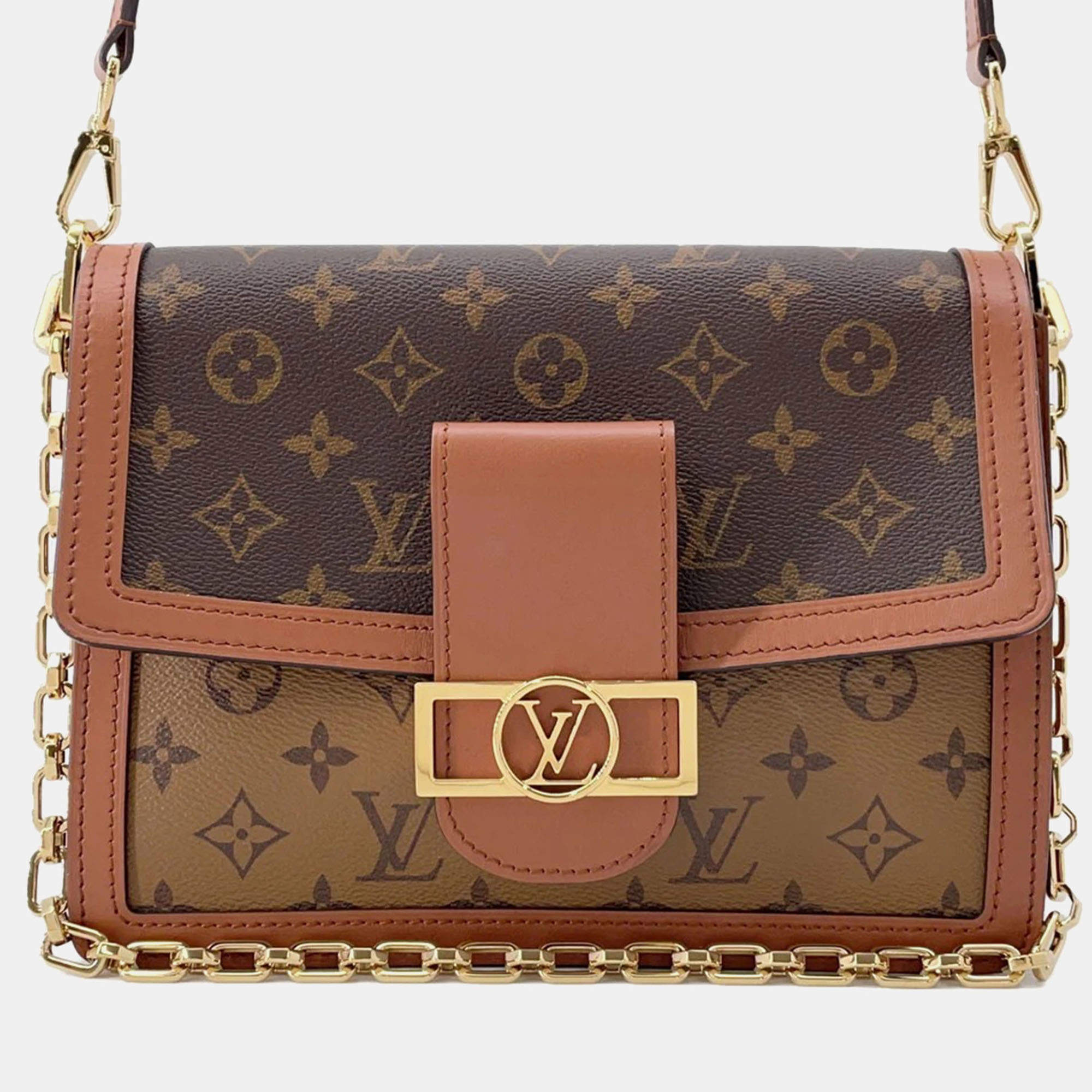 Pre Owned Louis Vuitton Dauphine Brown Monogram Reverse Canvas Bag