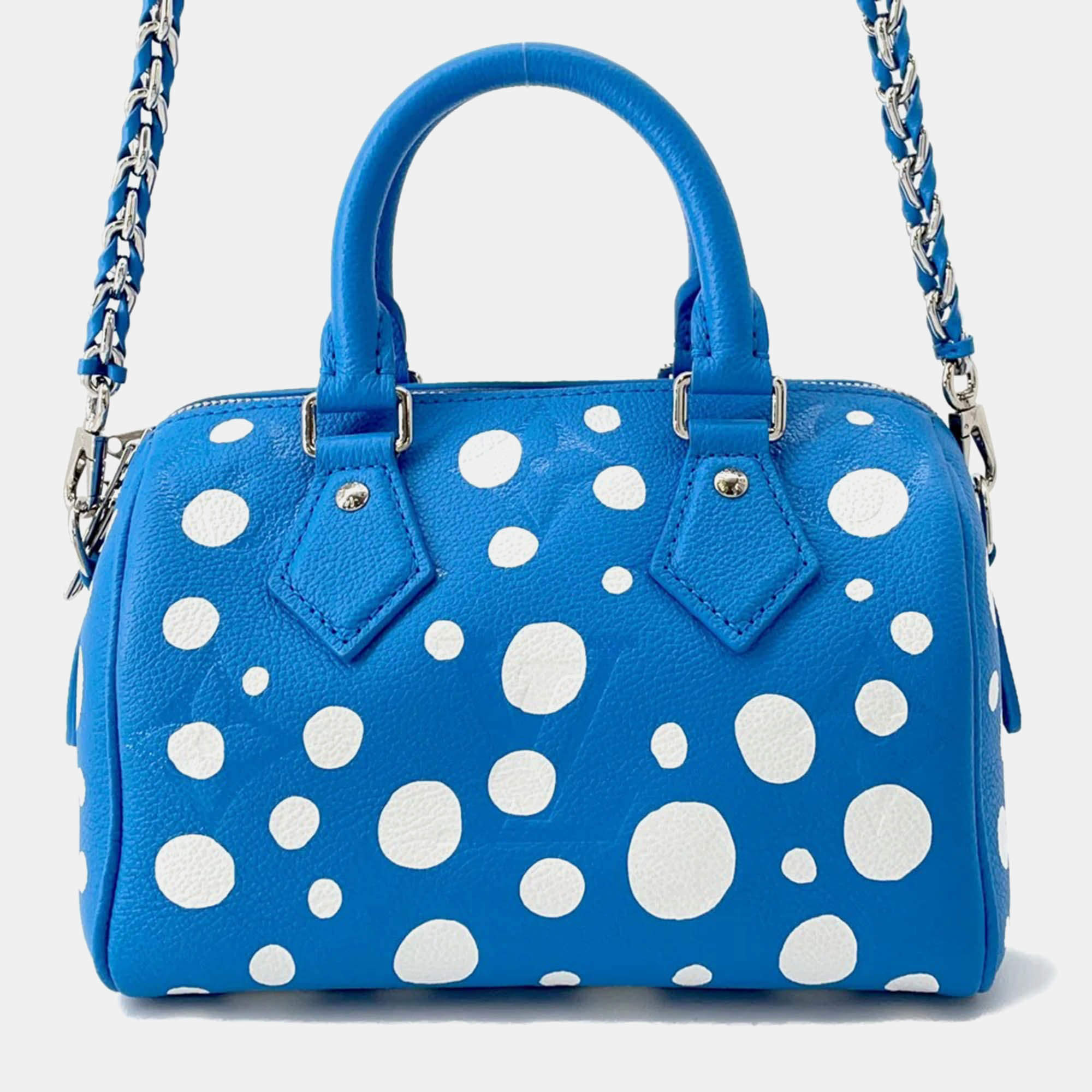 Pre Owned Louis Vuitton Lvxyk Speedy Bandouliere Blue Monogram Empreinte Leather Size 20