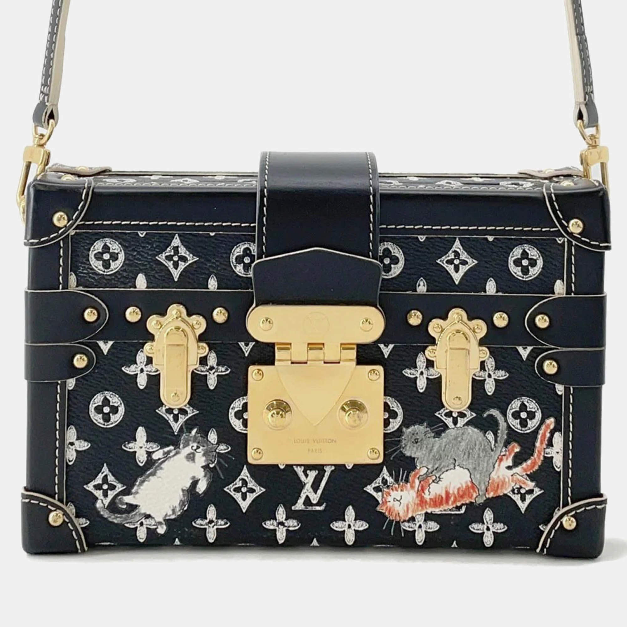 Pre Owned Louis Vuitton Monogram Catogram Petite Malle Noir Monogram