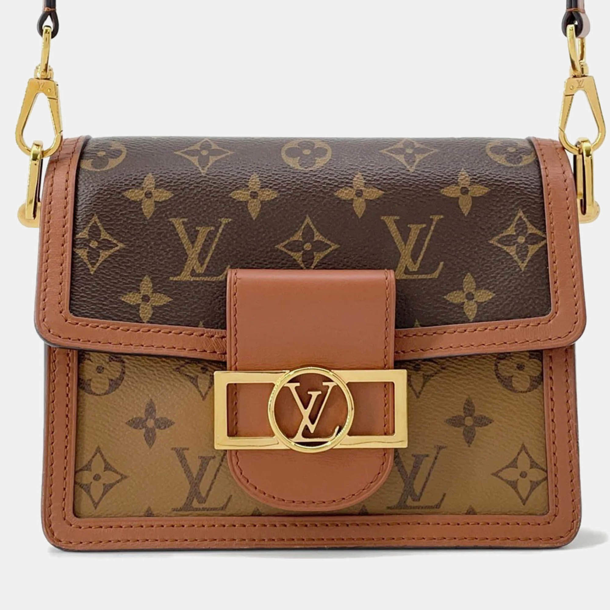 Pre Owned Louis Vuitton Dauphine Noir Monogram Monogram Reverse Canvas Size Mini