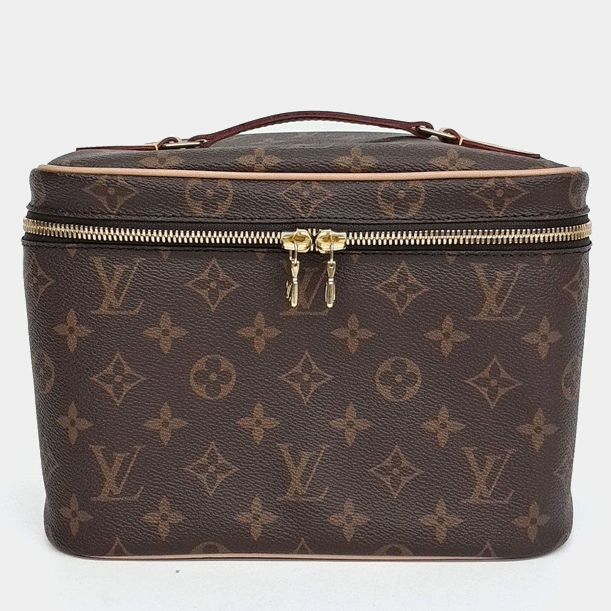 Pre Owned Louis Vuitton Brown Coated Canvas Monogram Nice BB