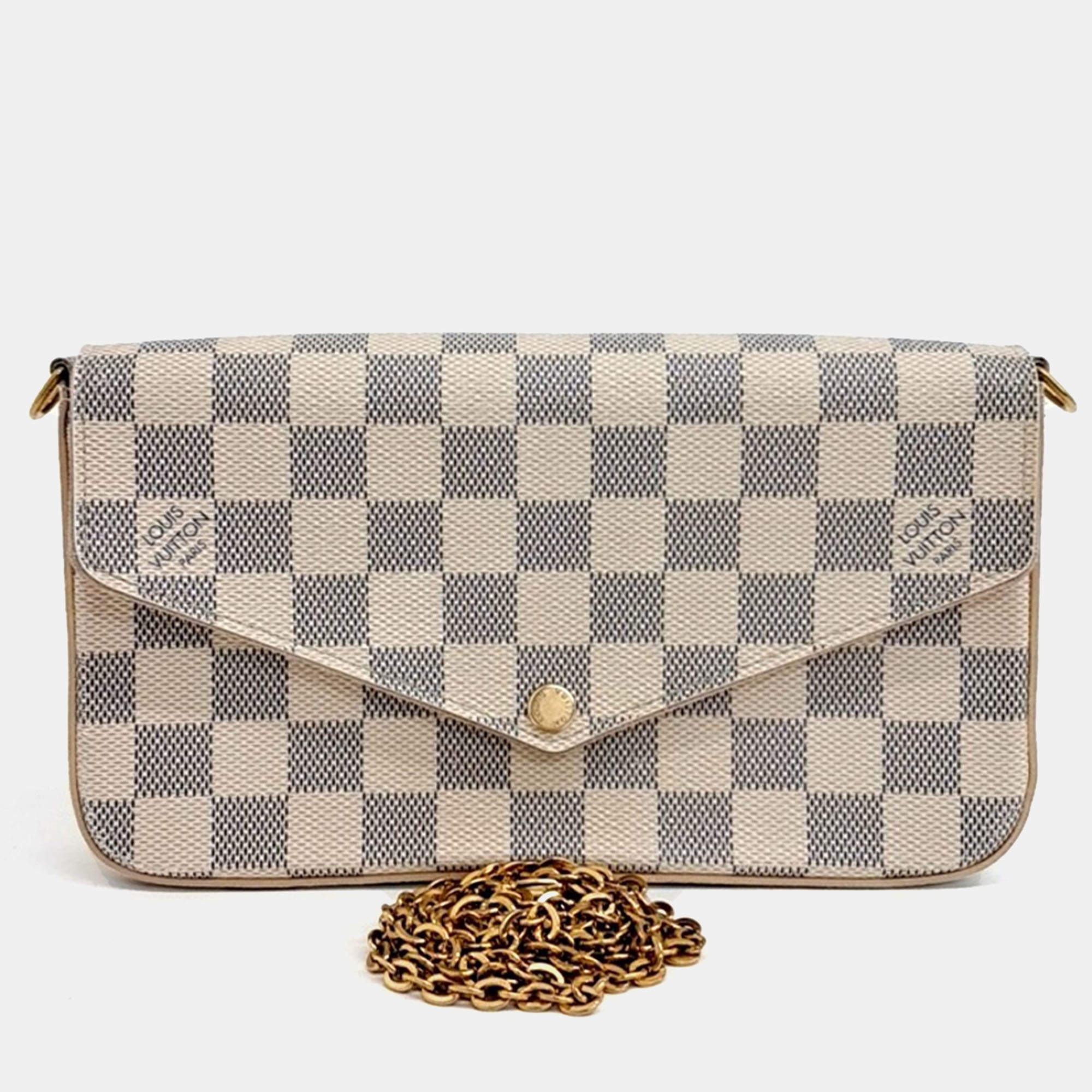 Pre Owned Louis Vuitton Beige/Blue Coated Canvas Pochette Felicie