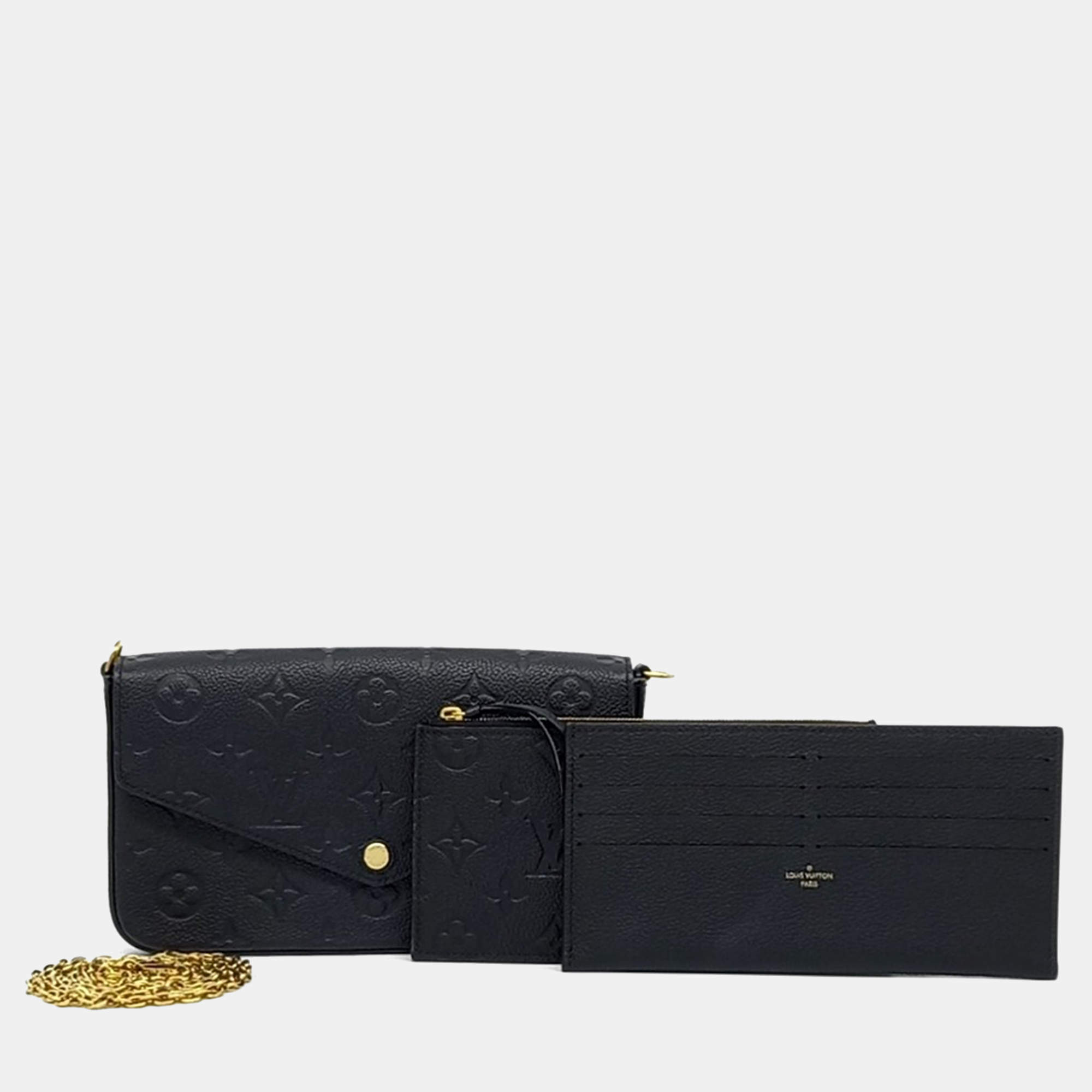 Pre Owned Louis Vuitton Black Leather Empreinte Pochette Felicie