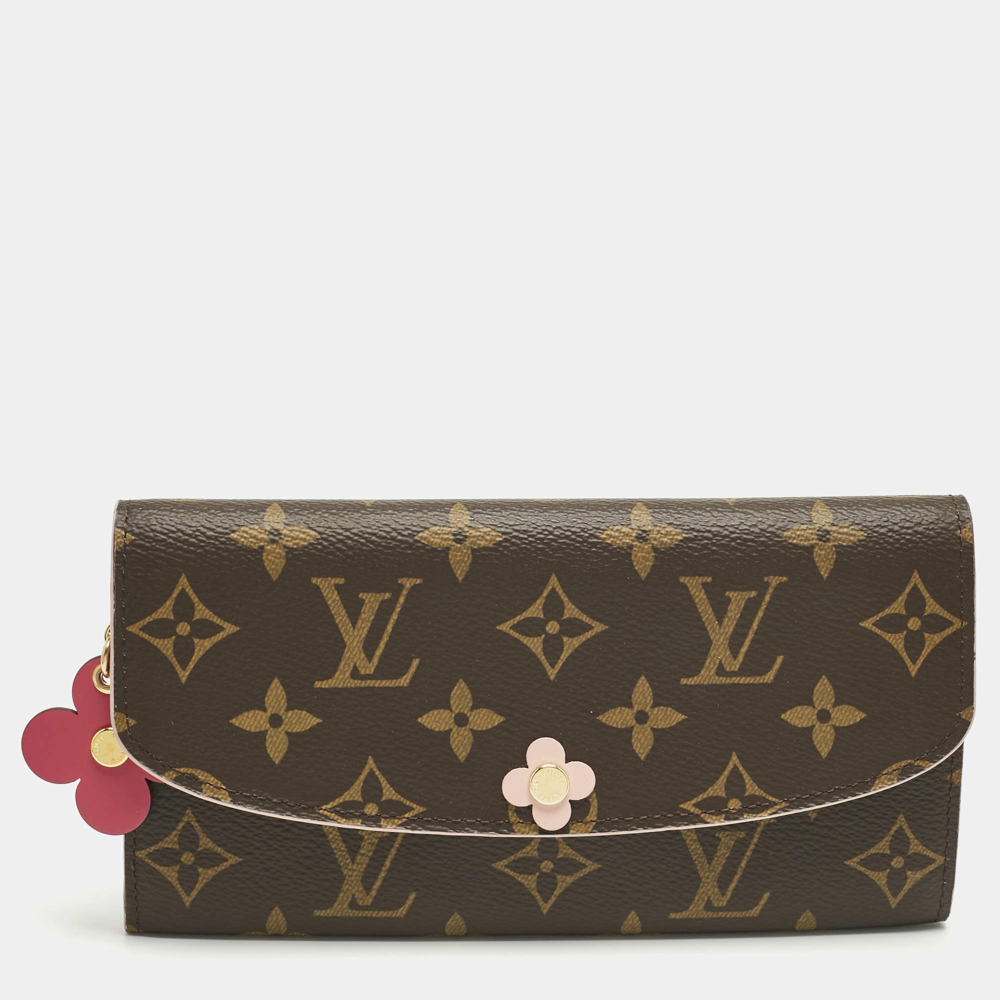 Pre Owned Louis Vuitton Fuchsia Monogram Canvas Bloom Flower Emilie Wallet