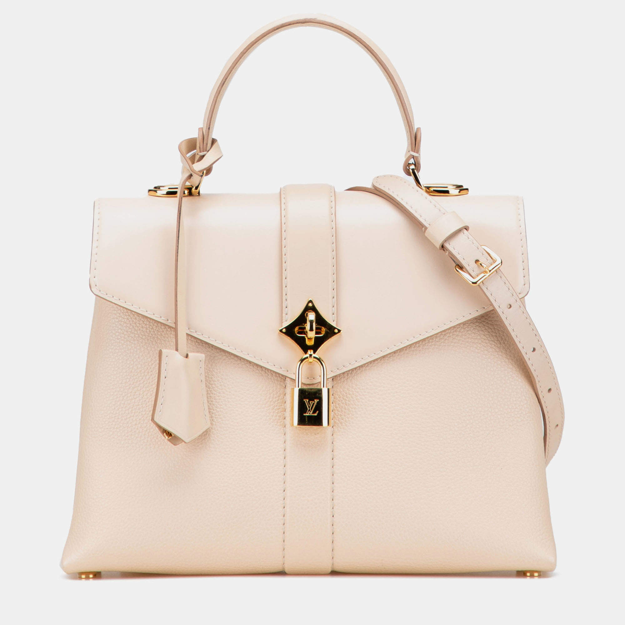 Pre Owned Louis Vuitton Beige Grained Smooth Calfskin Rose Des Vents PM