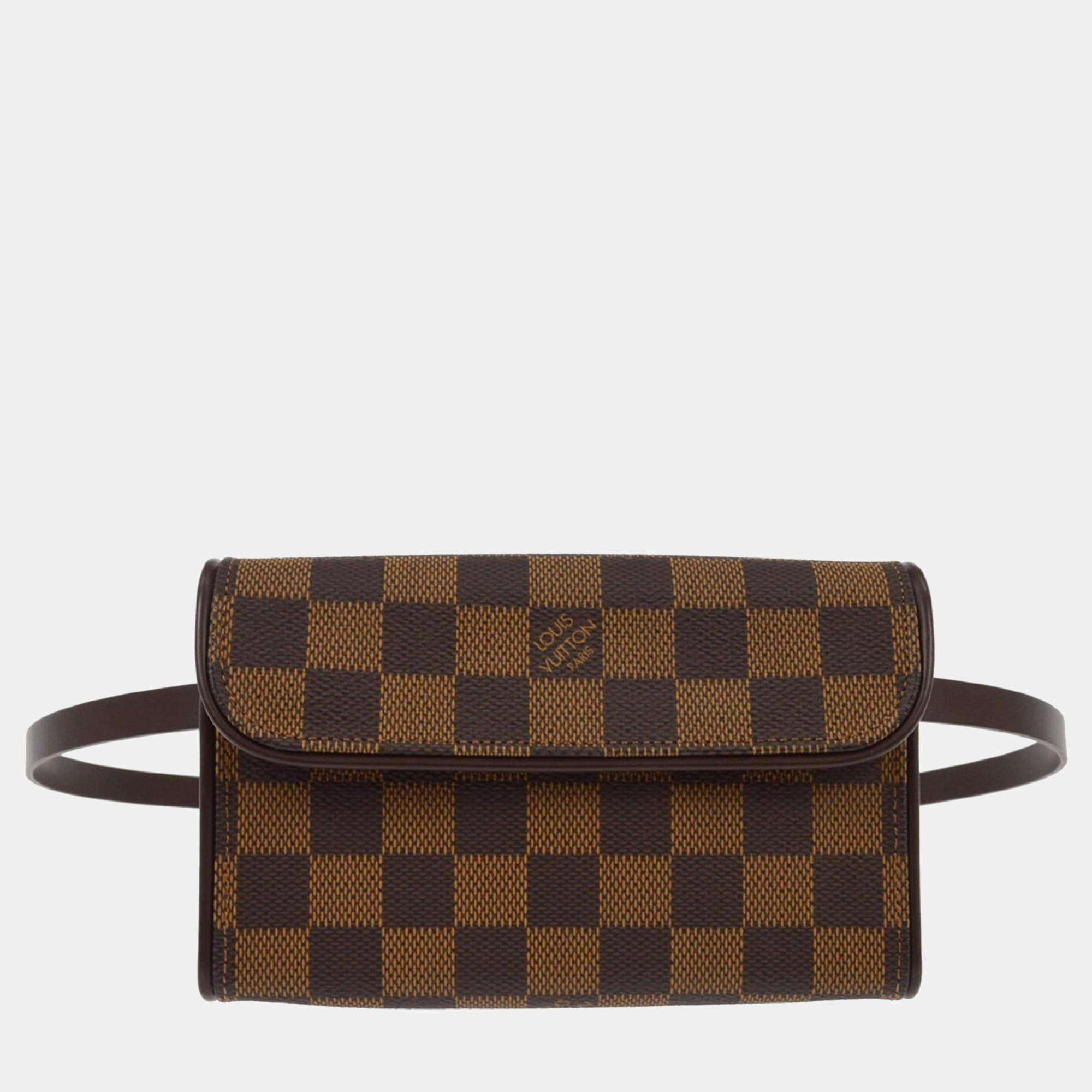 Pre Owned Louis Vuitton Damier Pochette Florentine Belt Bum Bag #S