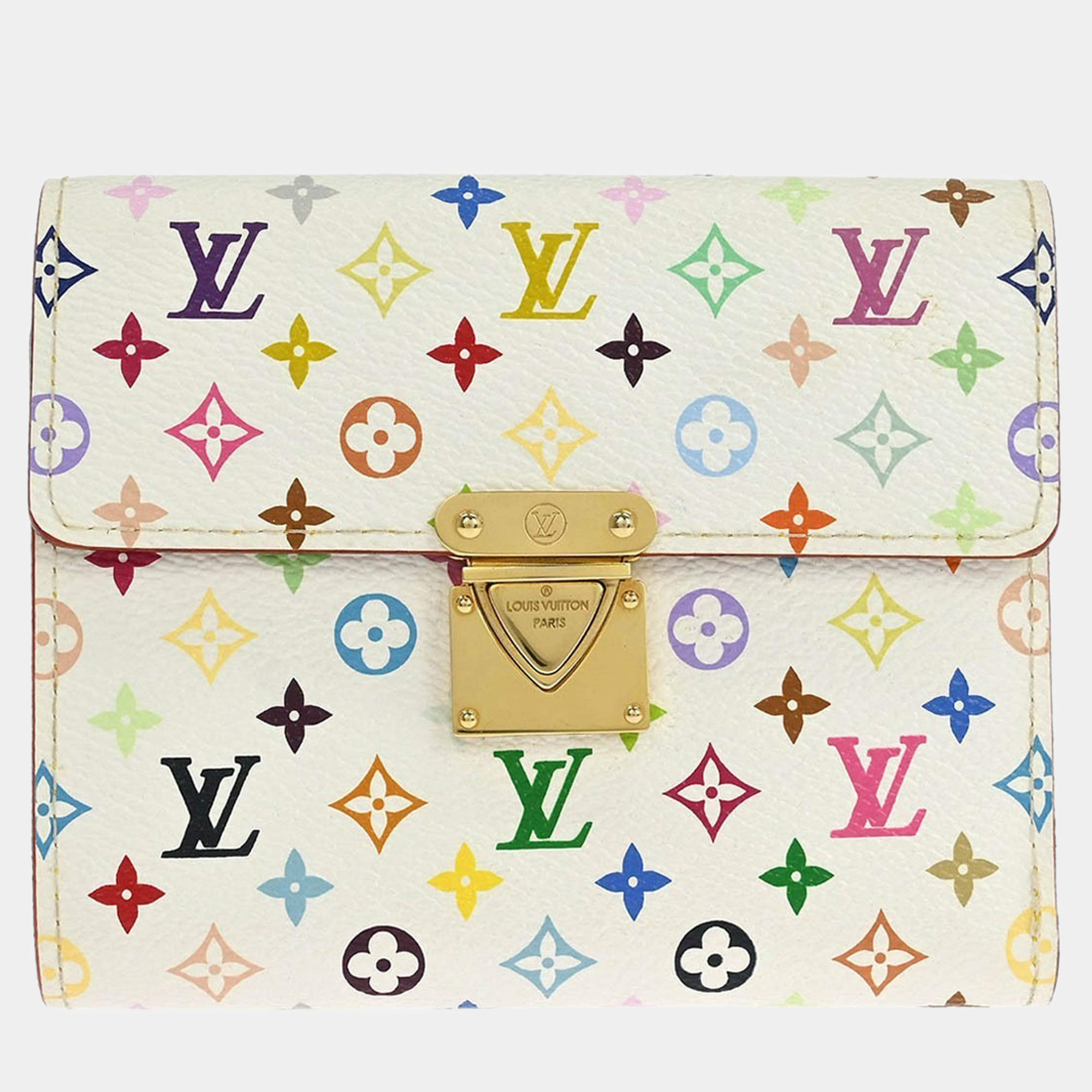 Pre Owned Louis Vuitton White Multicolor Portefeuille Koala Wallet