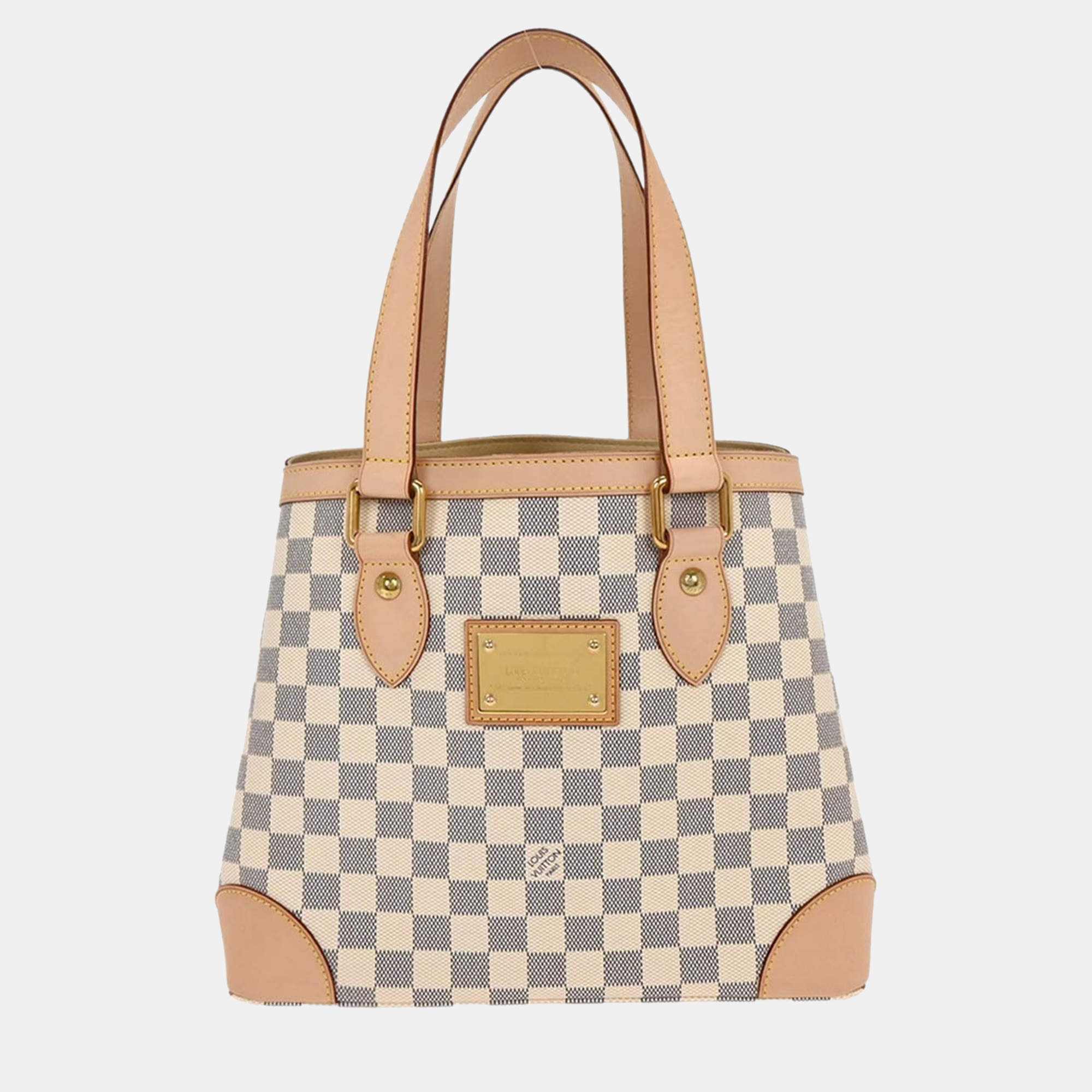 Pre Owned Louis Vuitton Damier Azur Hampstead PM Tote Handbag