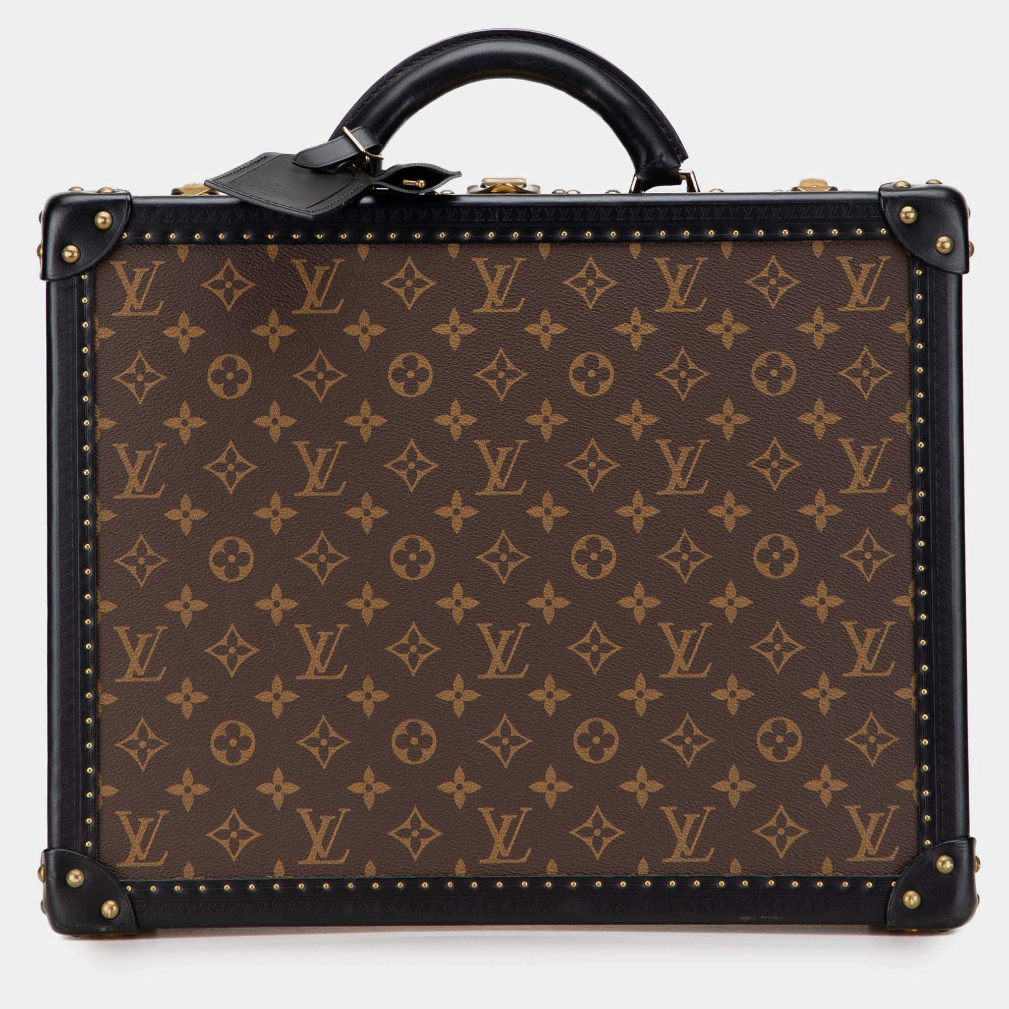 Pre Owned Louis Vuitton Brown Monogram Reverse Cotteville 40