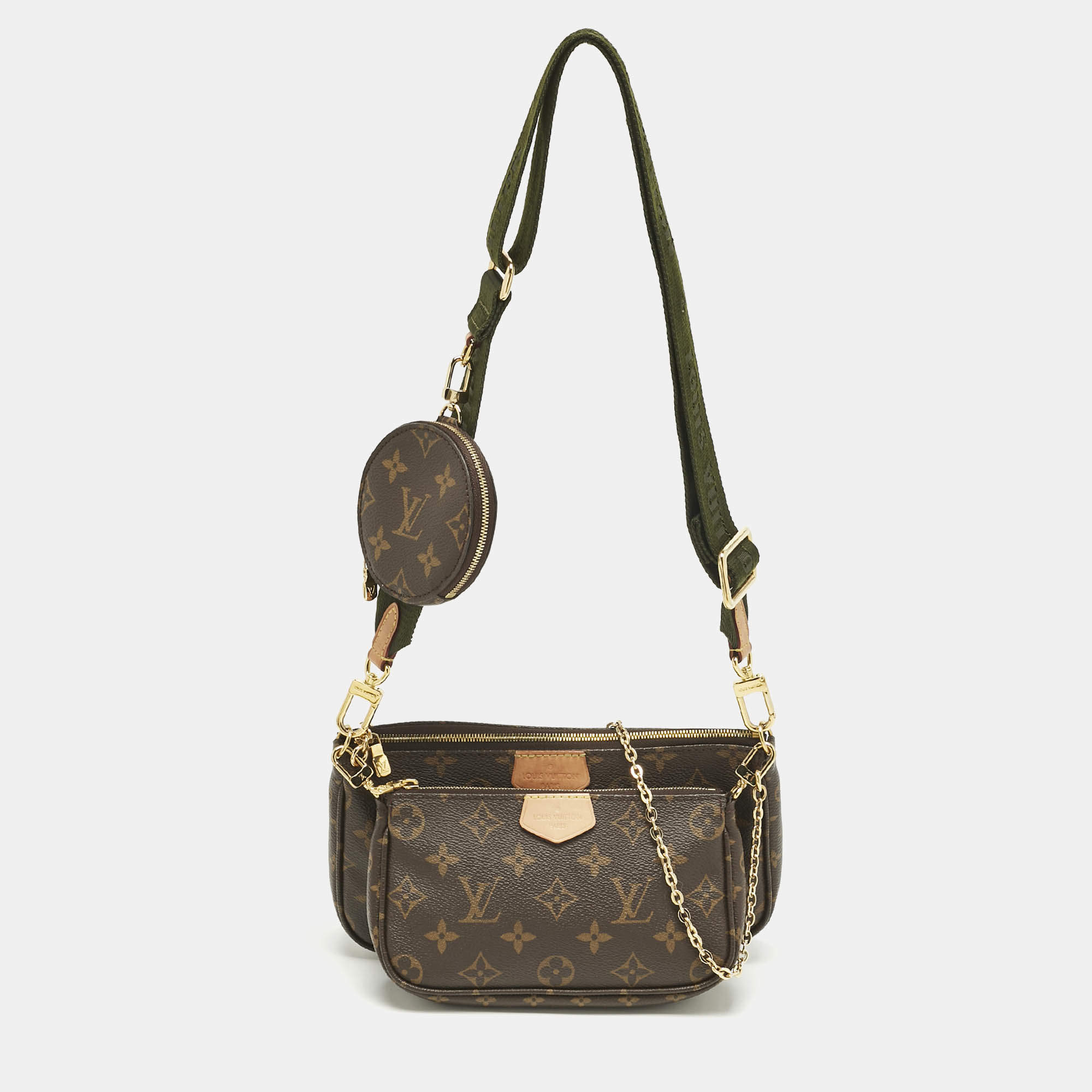 Pre Owned Louis Vuitton Khaki Monogram Canvas Multi Pochette Accessories Bag