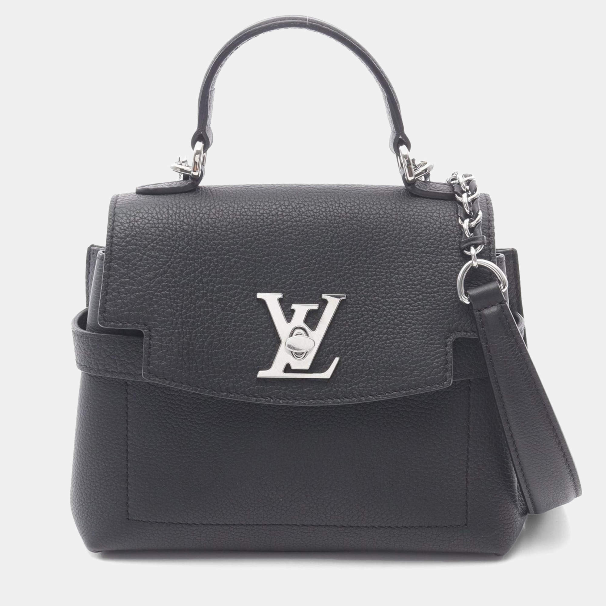 Pre Owned Louis Vuitton Lockme Evermini Handbag  Leather  Black