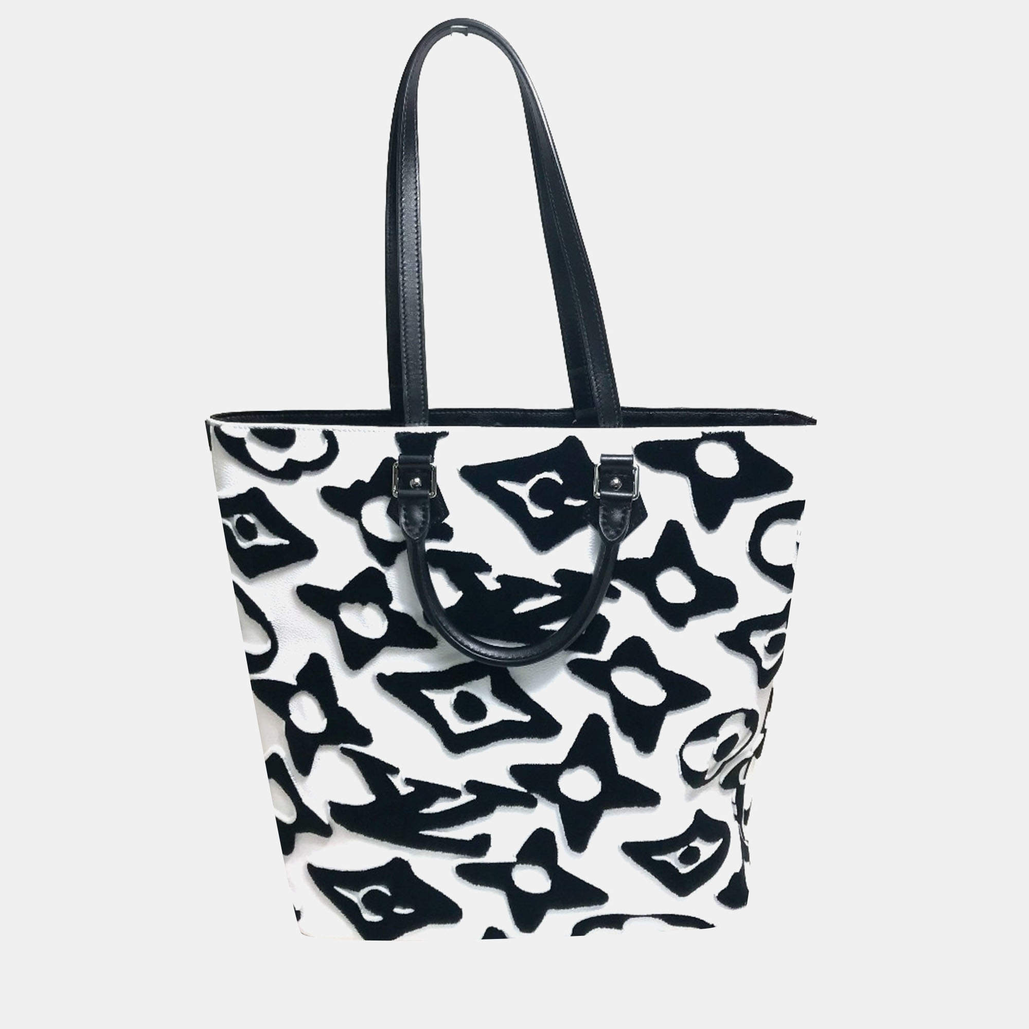 Pre Owned Louis Vuitton Tufted Monogram Lvxuf Cabas Handbag/Tote Bag  Coated Canvas  White/Black