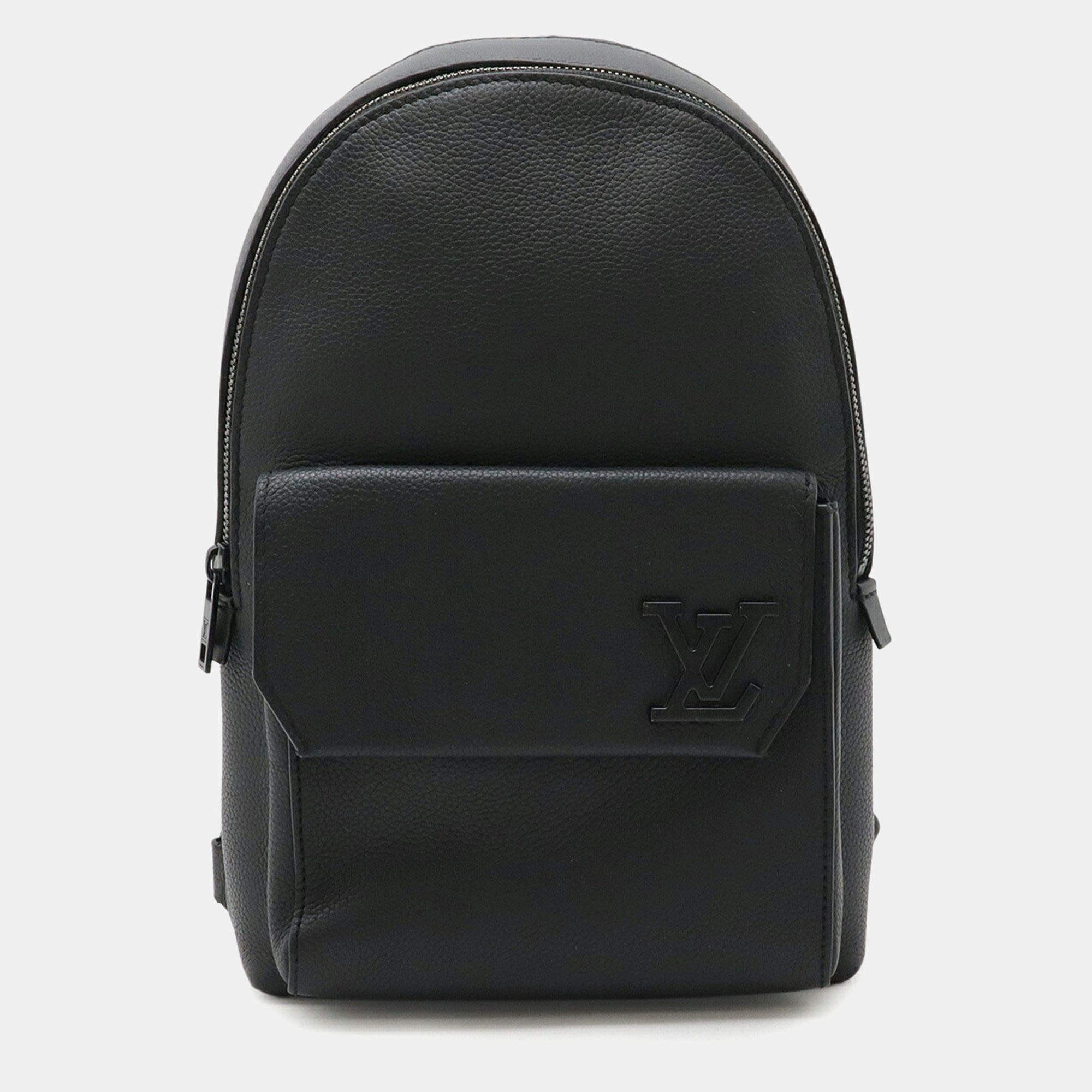 Pre Owned Louis Vuitton Lv Aerogram Pilot Sling Bag  Body Shoulder Leather  Noir  Black