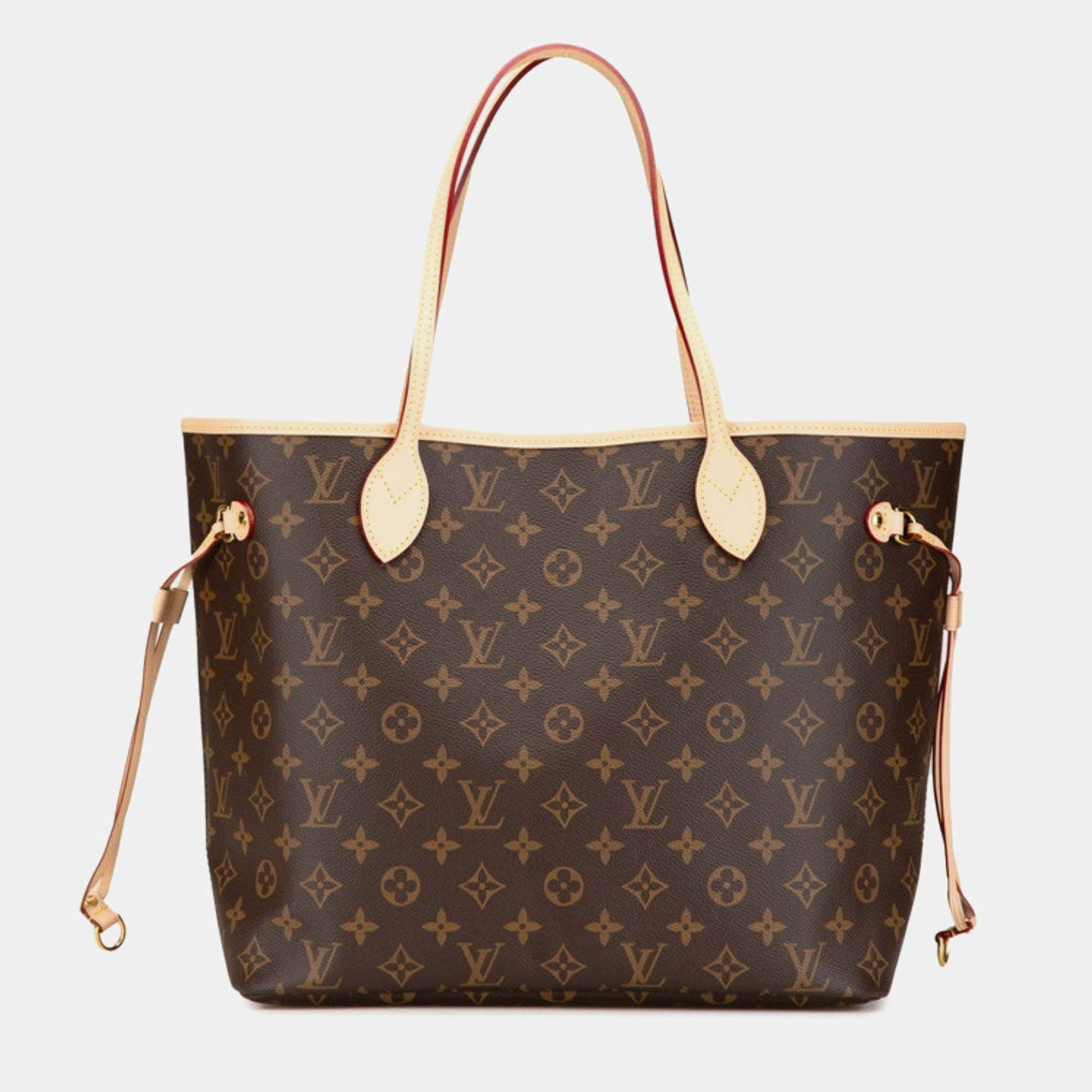 Pre Owned Louis Vuitton Monogram Neverfull Mm Tote Bag Brown Pvc Leather