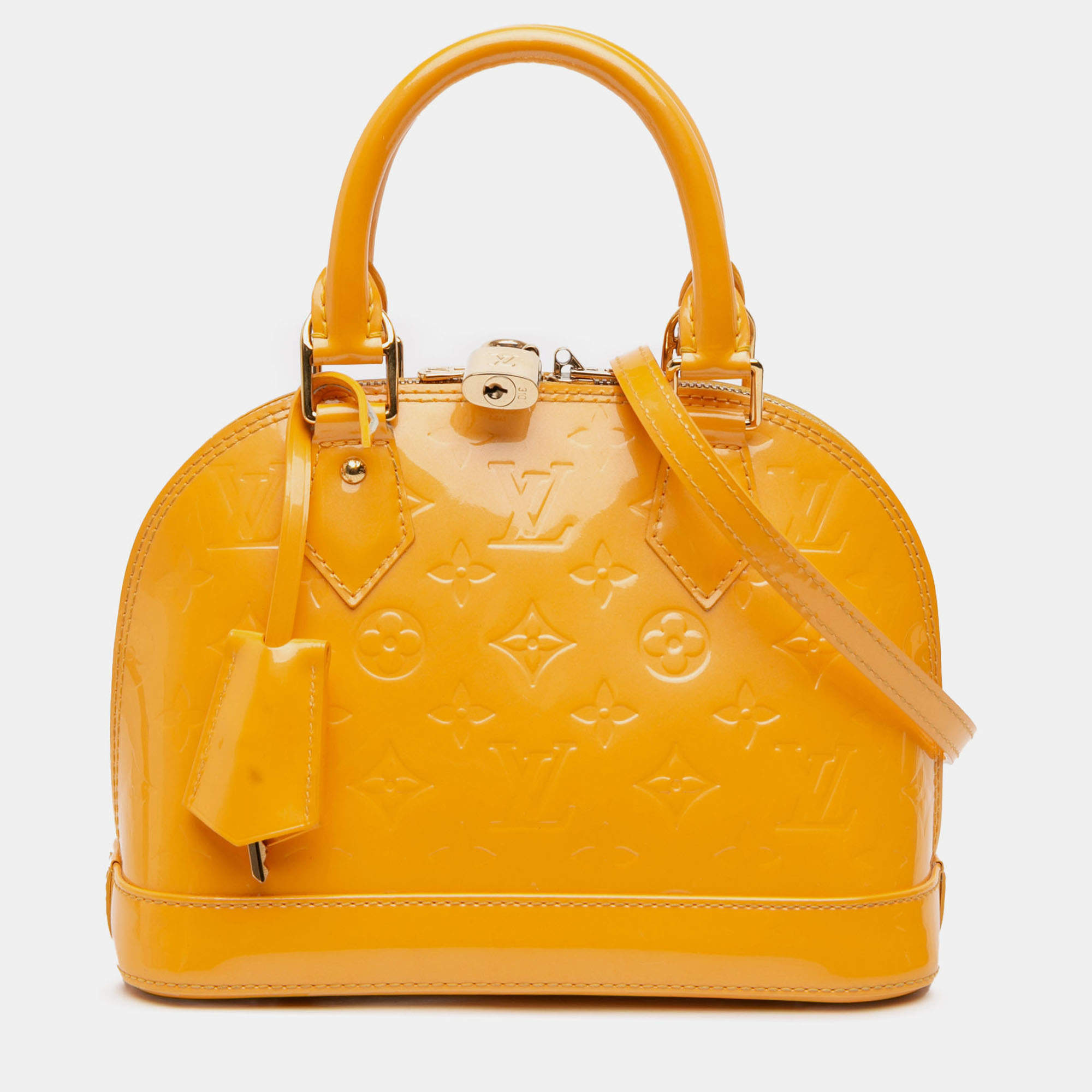 Pre Owned Louis Vuitton Yellow Monogram Vernis Alma BB
