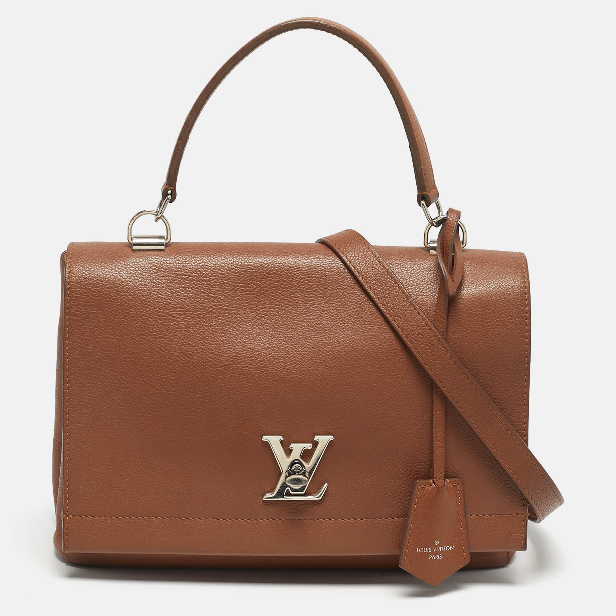 Pre Owned Louis Vuitton Brown Leather Lockme II Bag