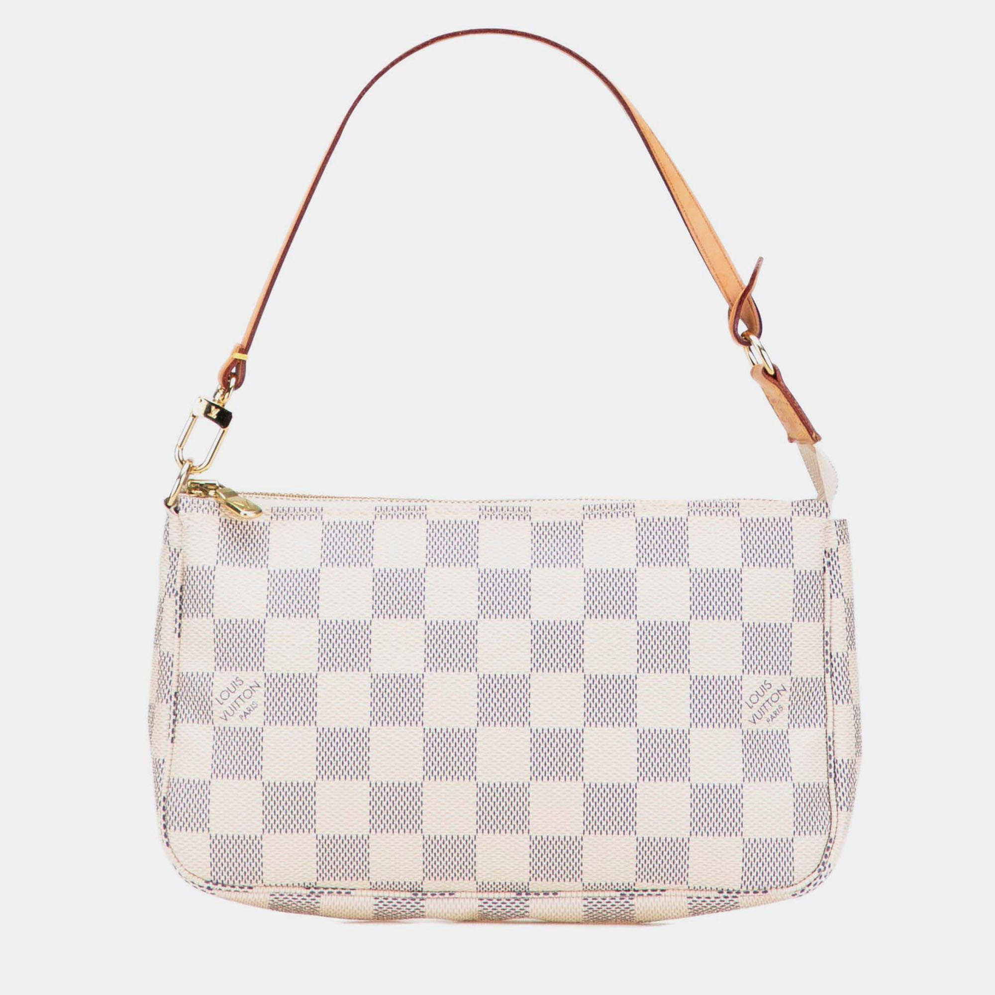 Pre Owned Louis Vuitton White Damier Azur Pochette Accessoires