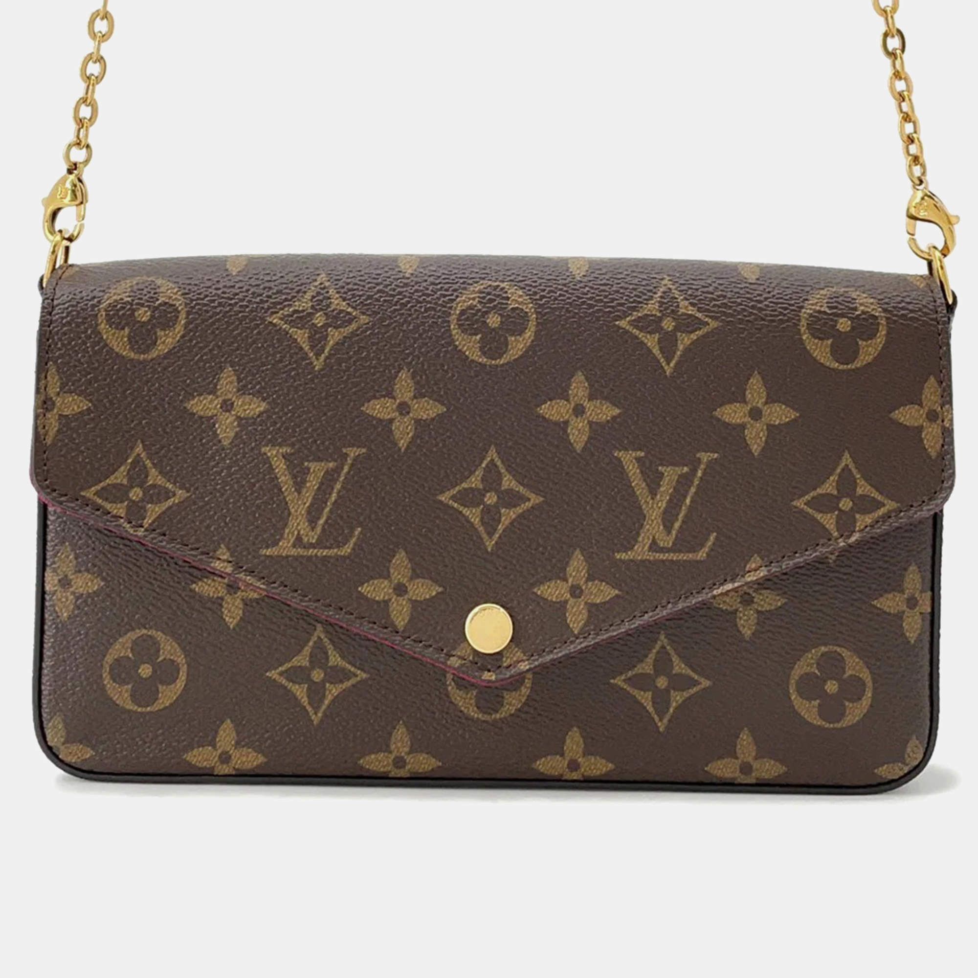 Pre Owned Louis Vuitton Felicie Pochette Fuchsia Monogram