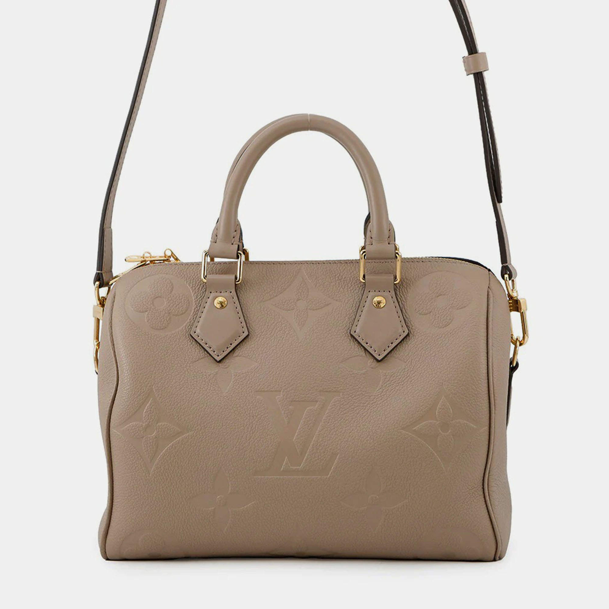 Pre Owned Louis Vuitton Speedy Bandouliere Tourterelle Monogram Empreinte Leather Size 25
