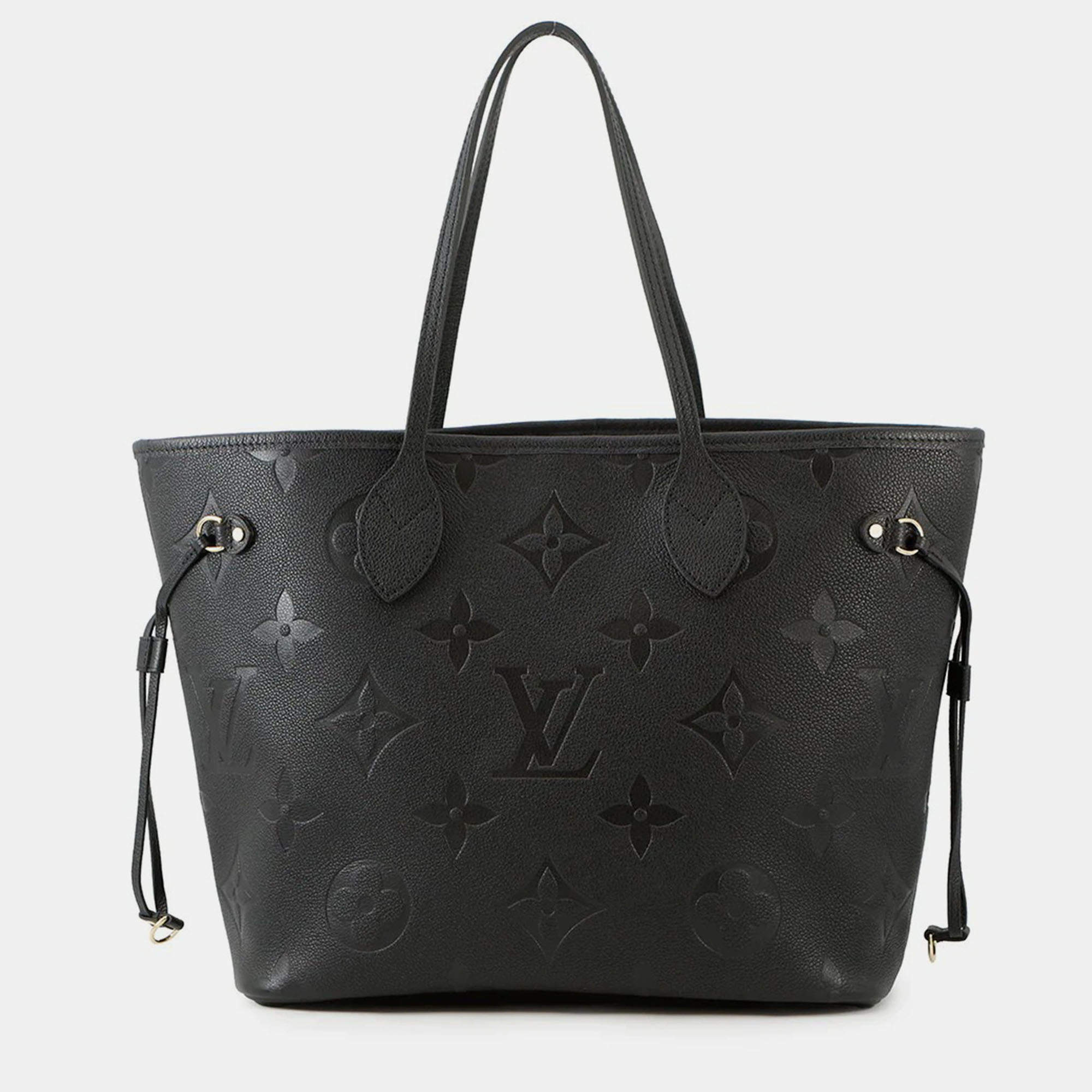 Pre Owned Louis Vuitton Neverfull Noir Monogram Empreinte Leather Size Mm