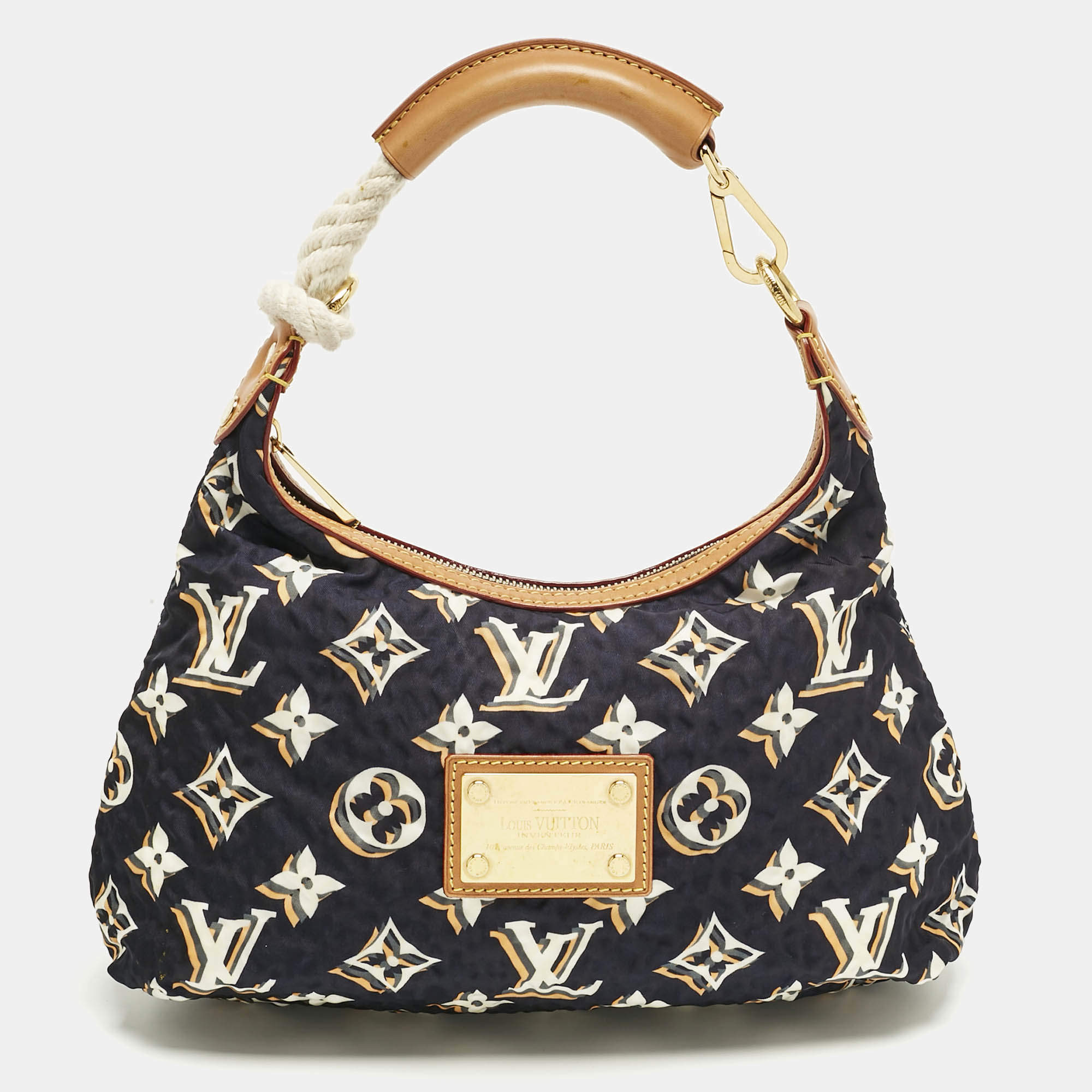 Pre Owned Louis Vuitton Navy Blue Monogram Nylon Limited Edition Bulles PM Bag