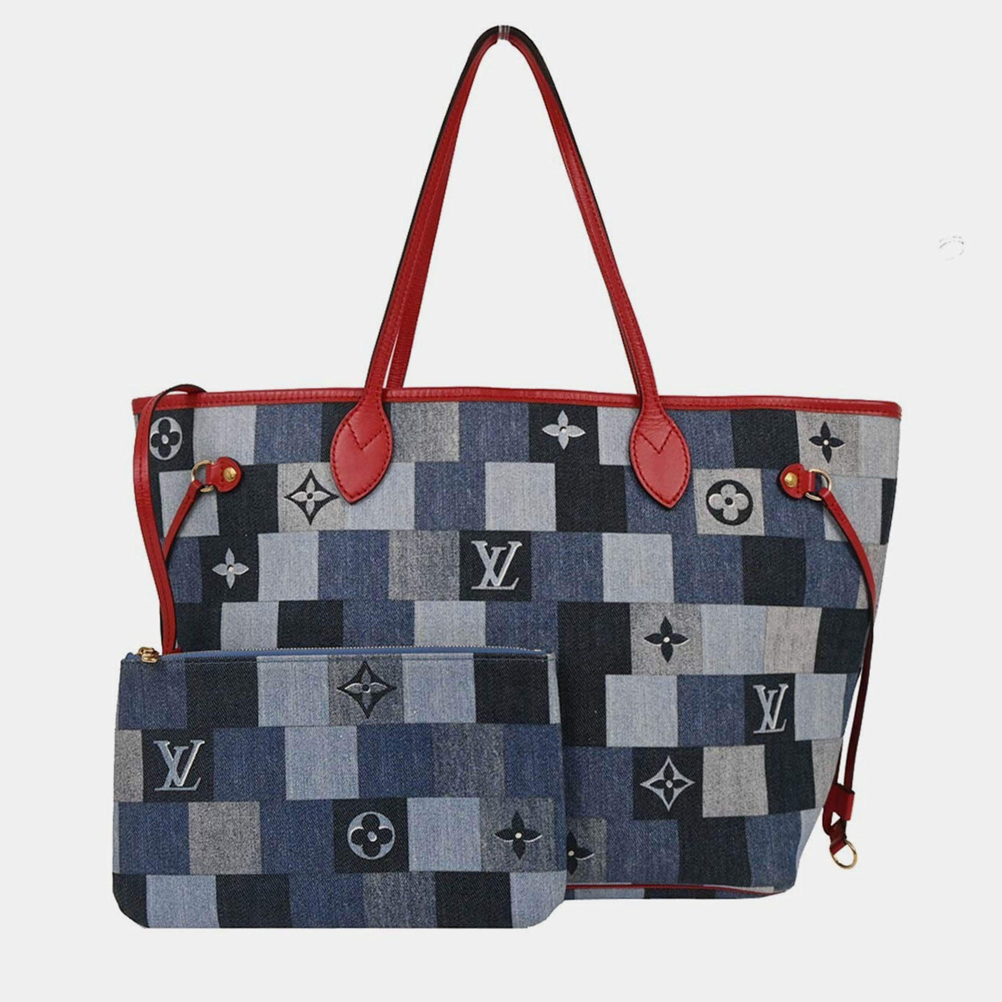 Pre Owned Louis Vuitton Monogram Denim Neverfull MM Shoulder Tote Bag M44981 AR5109