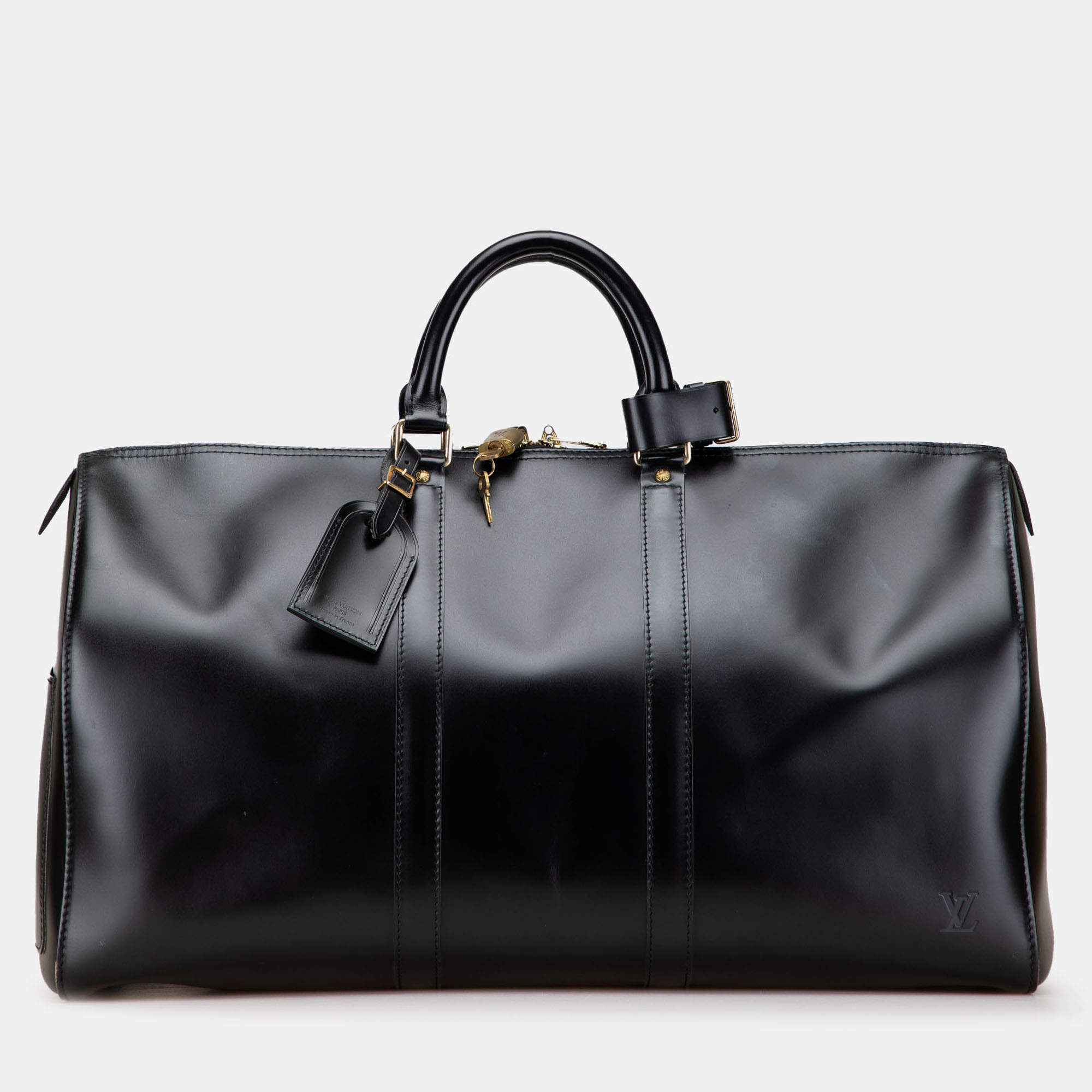 Pre Owned Louis Vuitton Nomade Keepall 50 Black Calf Leather Shoulder Bag