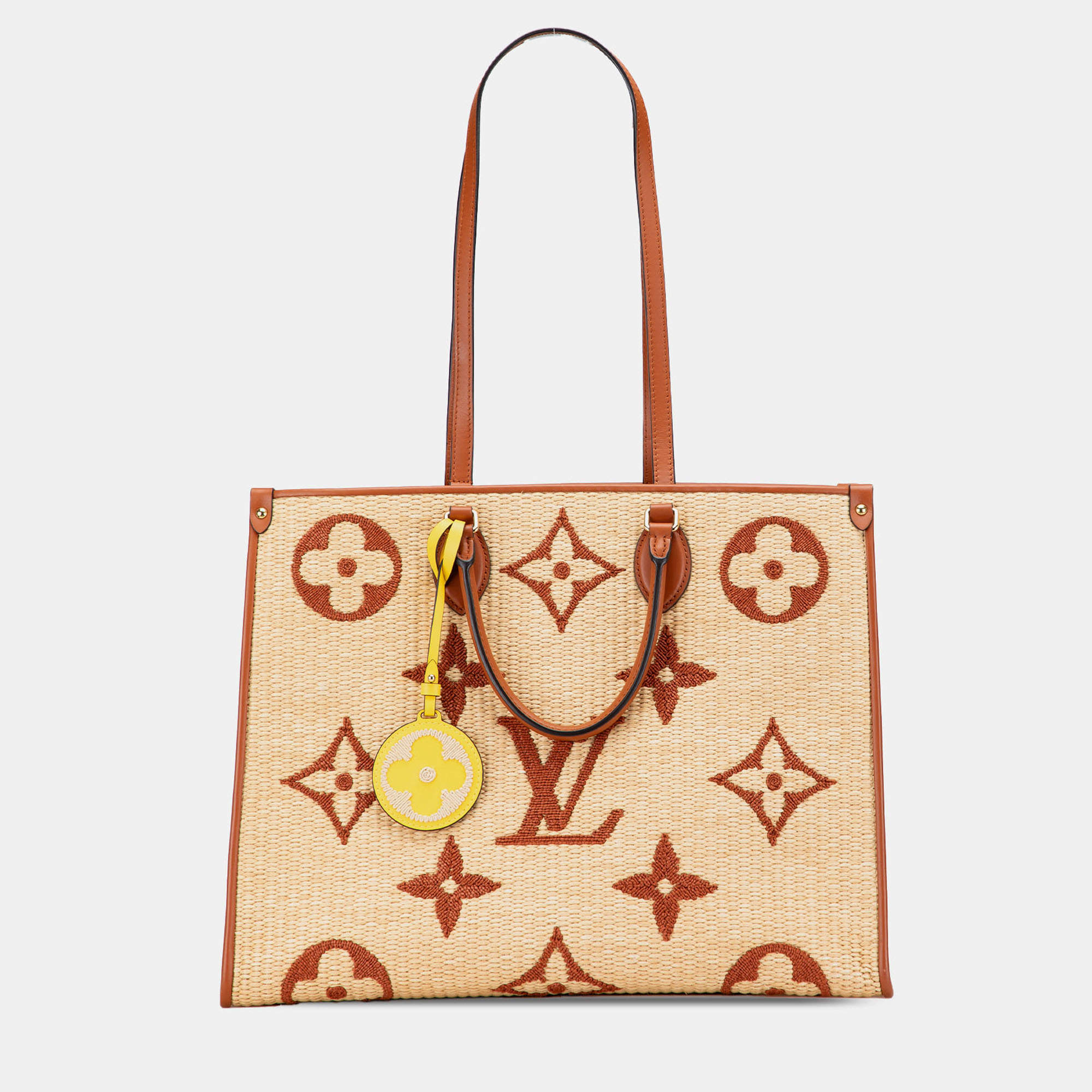 Pre Owned Louis Vuitton Brown Monogram Giant Raffia OnTheGo GM