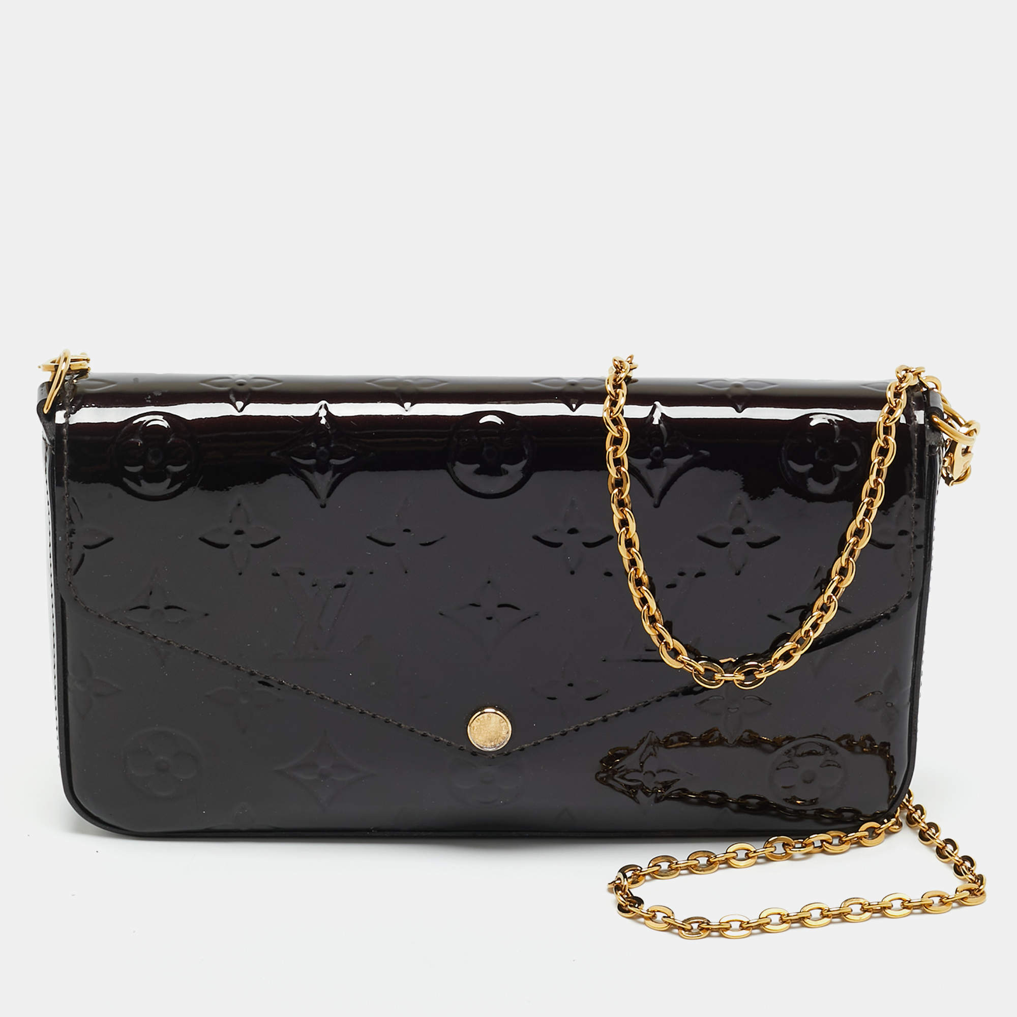 Pre Owned Louis Vuitton Amarante Monogram Vernis Felicie Pochette 