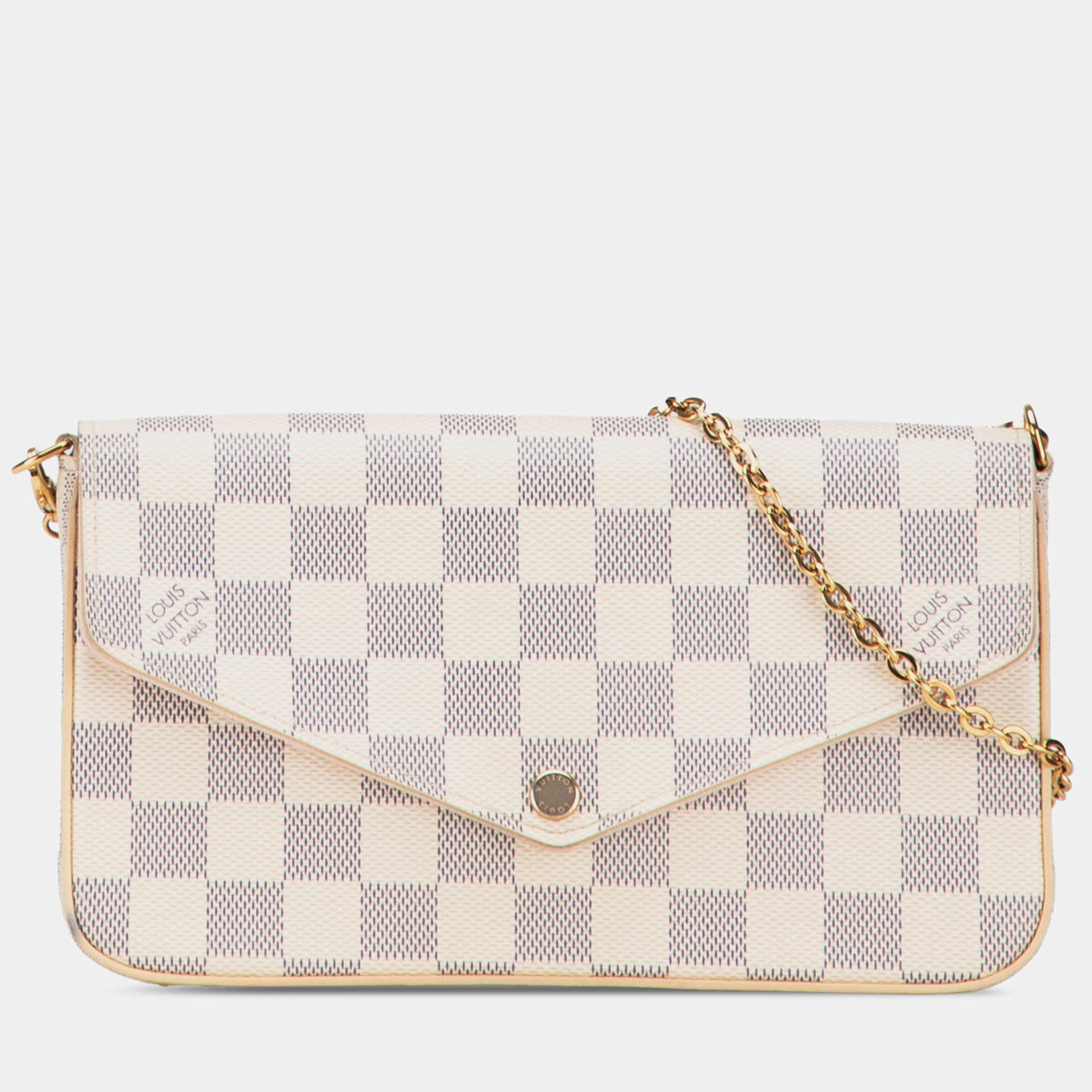 Pre Owned Louis Vuitton White Damier Azur Pochette Felicie