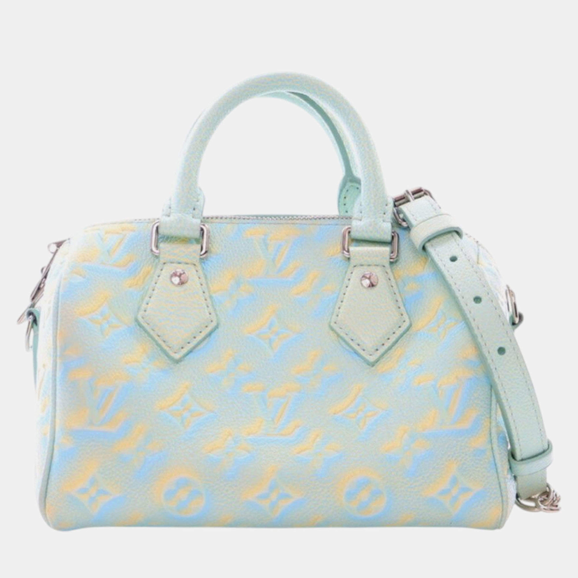 Pre Owned Louis Vuitton Blue Monogram Empreinte Summer Stardust Speedy Bandouliere 20