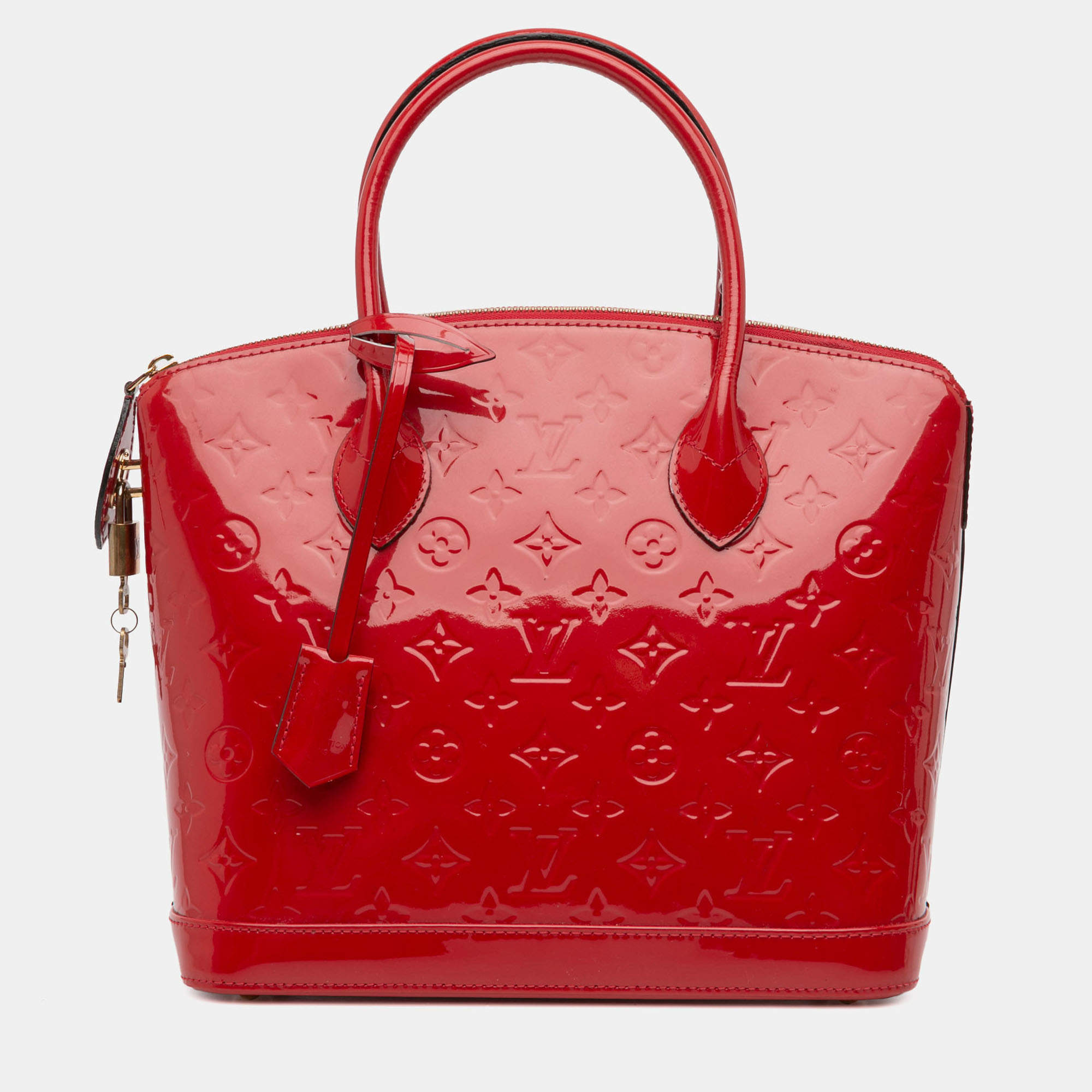 Pre Owned Louis Vuitton Red Leather Monogram Vernis Lockit PM