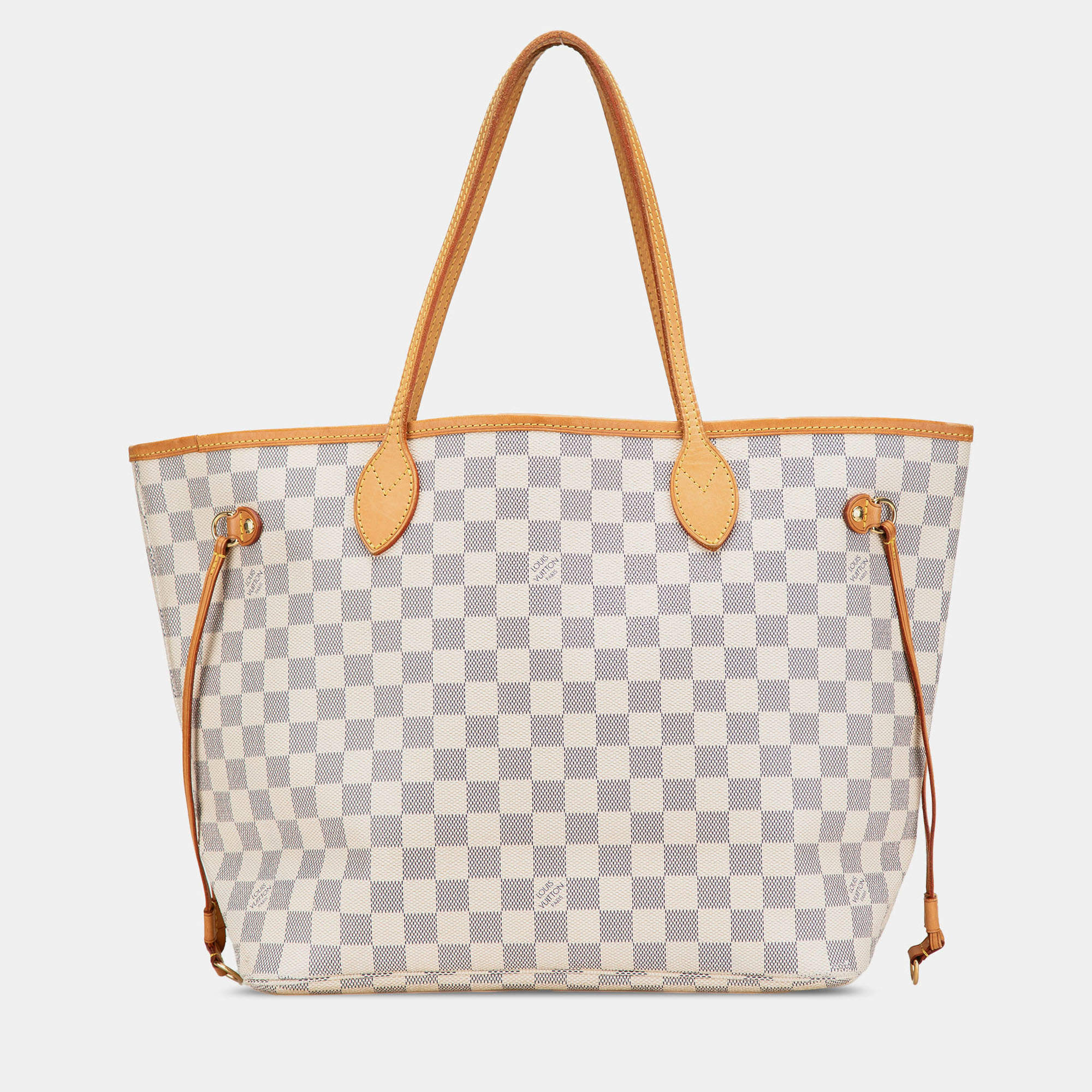 Pre Owned Louis Vuitton White Damier Azur Neverfull MM