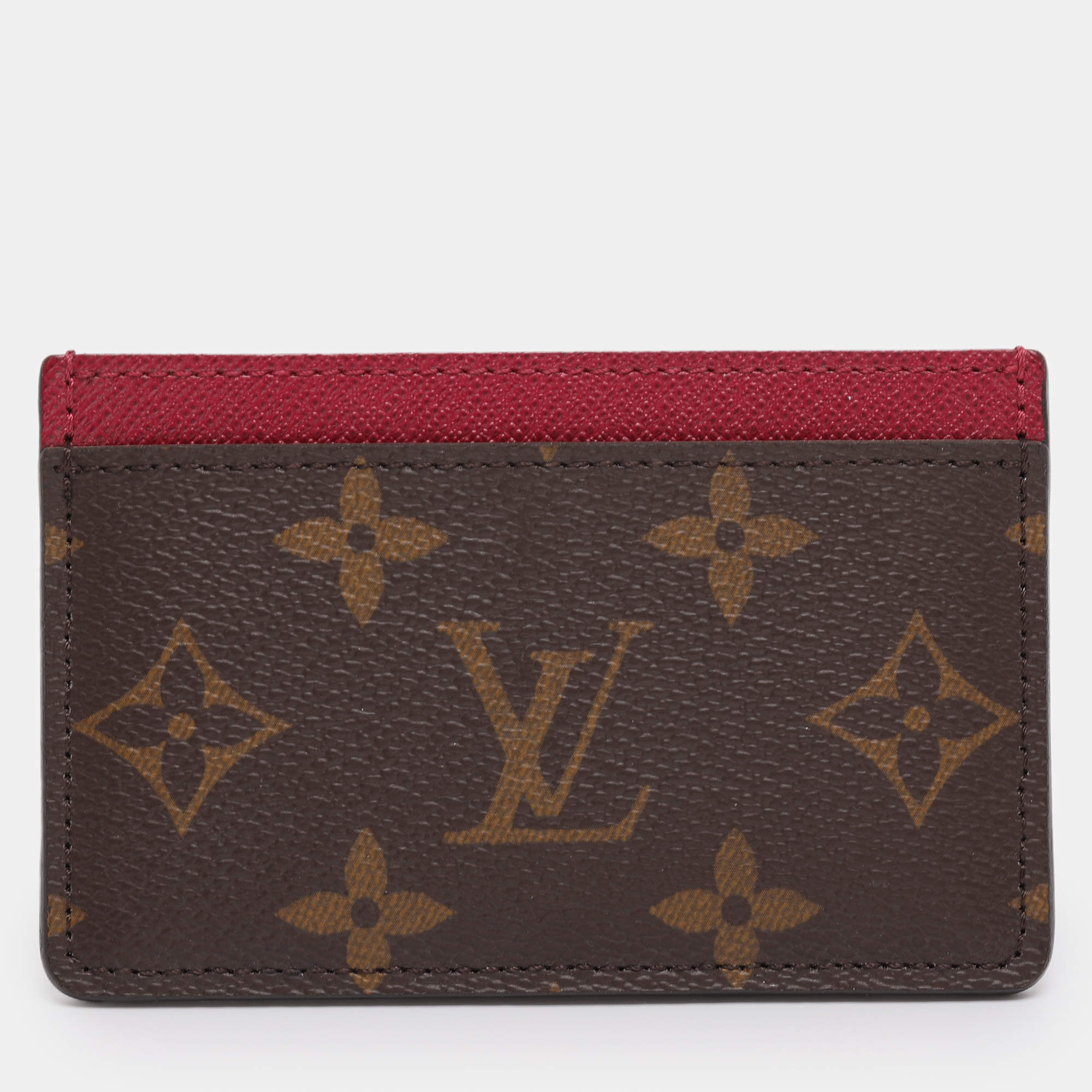 Pre Owned Louis Vuitton Fuchsia Monogram Canvas Card Holder