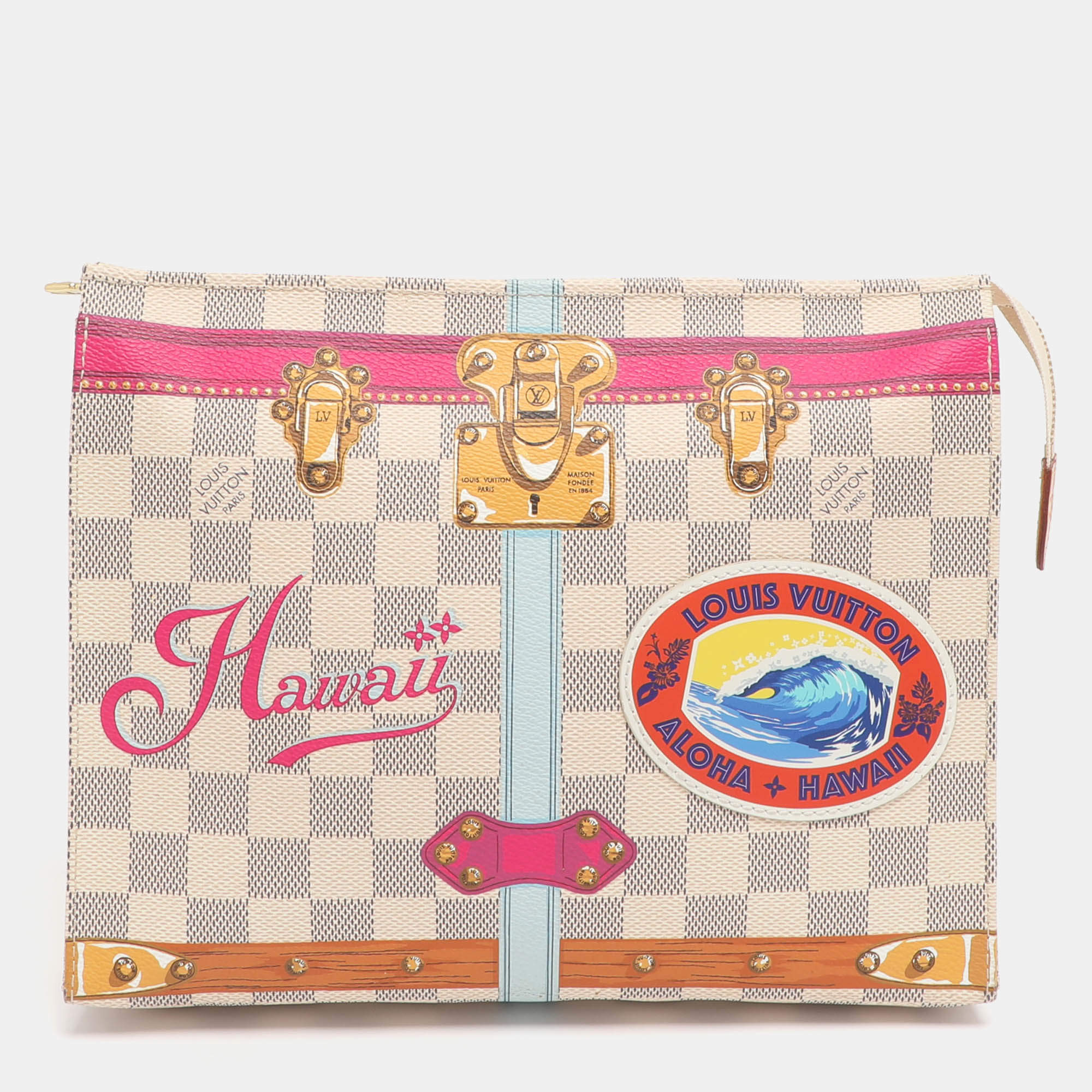 Pre Owned Louis Vuitton Damier Azur Canvas Summer Trunk Toiletry Pouch