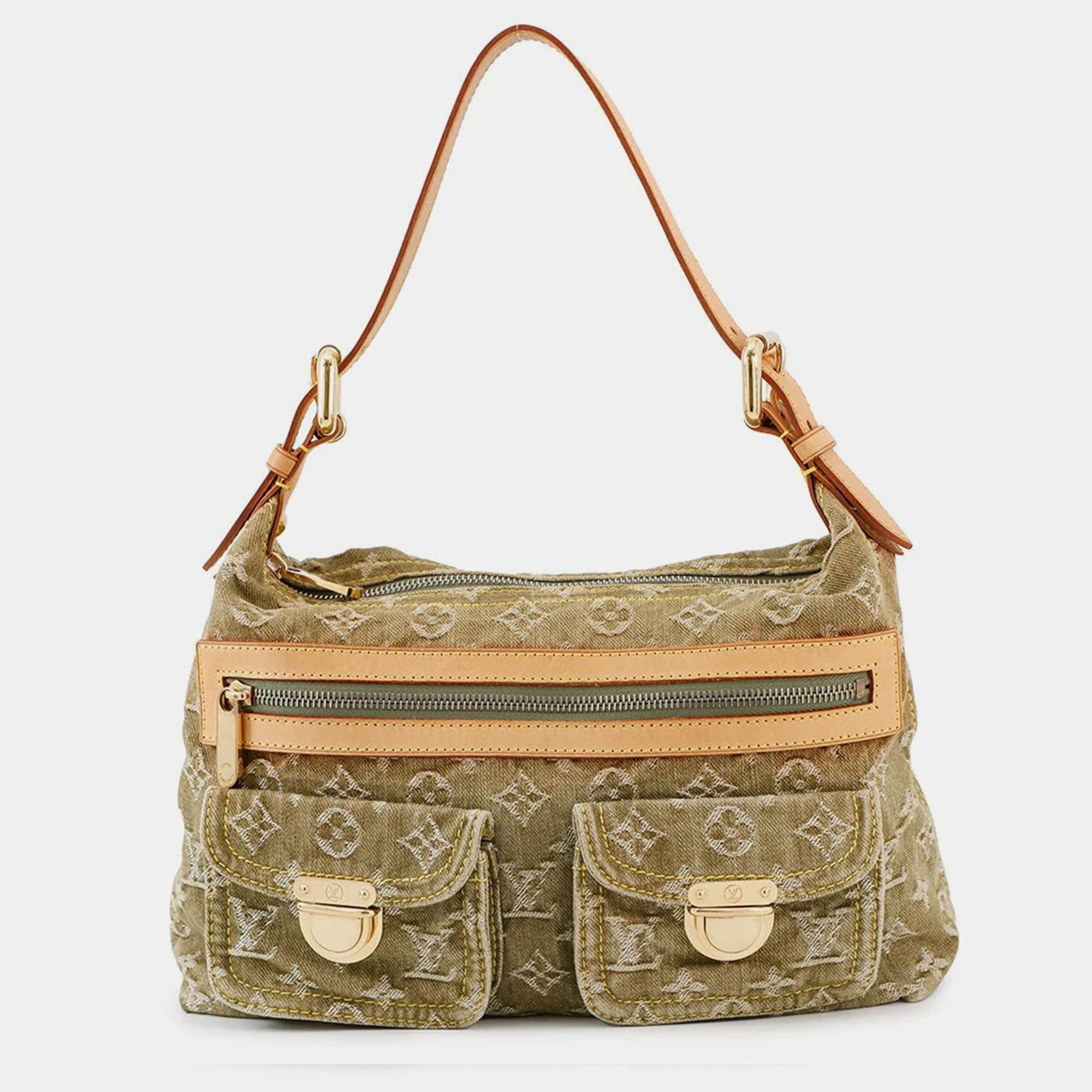 Pre Owned Louis Vuitton Baggy Khaki Monogram Denim Size PM
