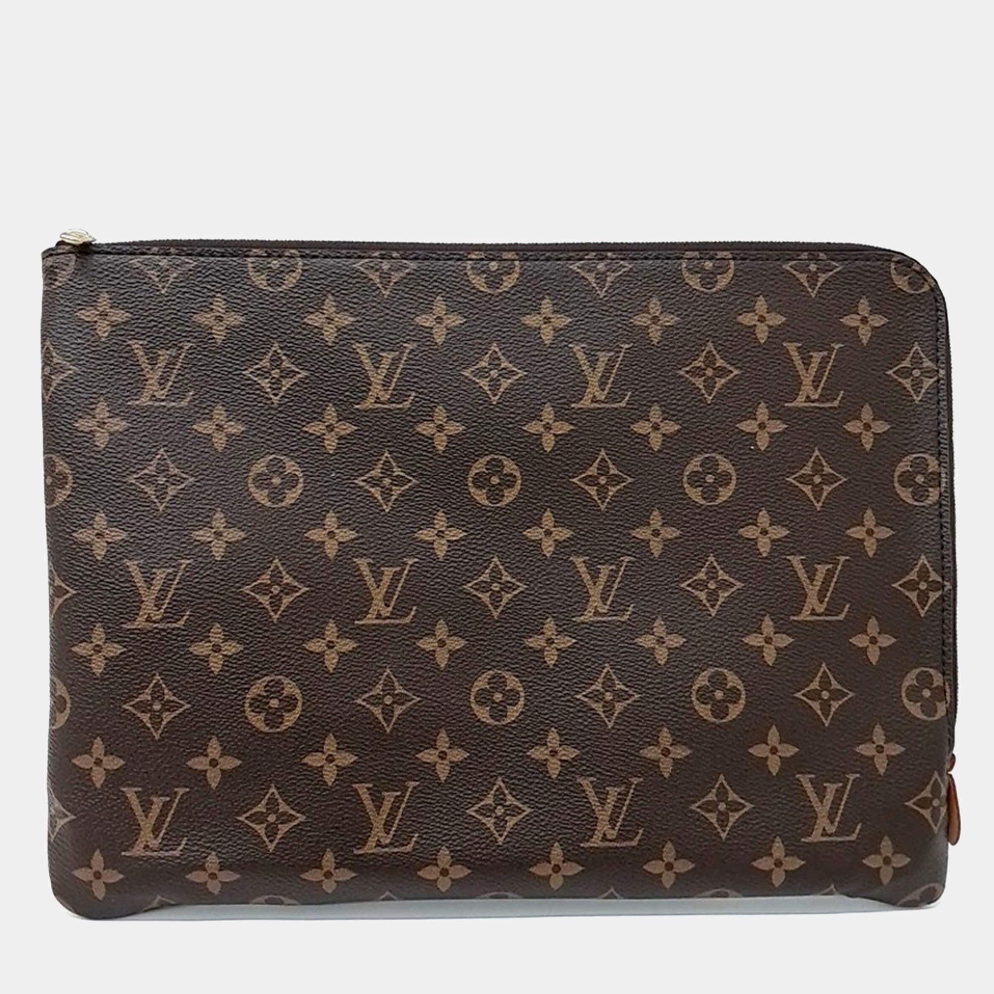 Pre Owned Louis Vuitton Brown Coated canvas Monogram Etu Voyage MM