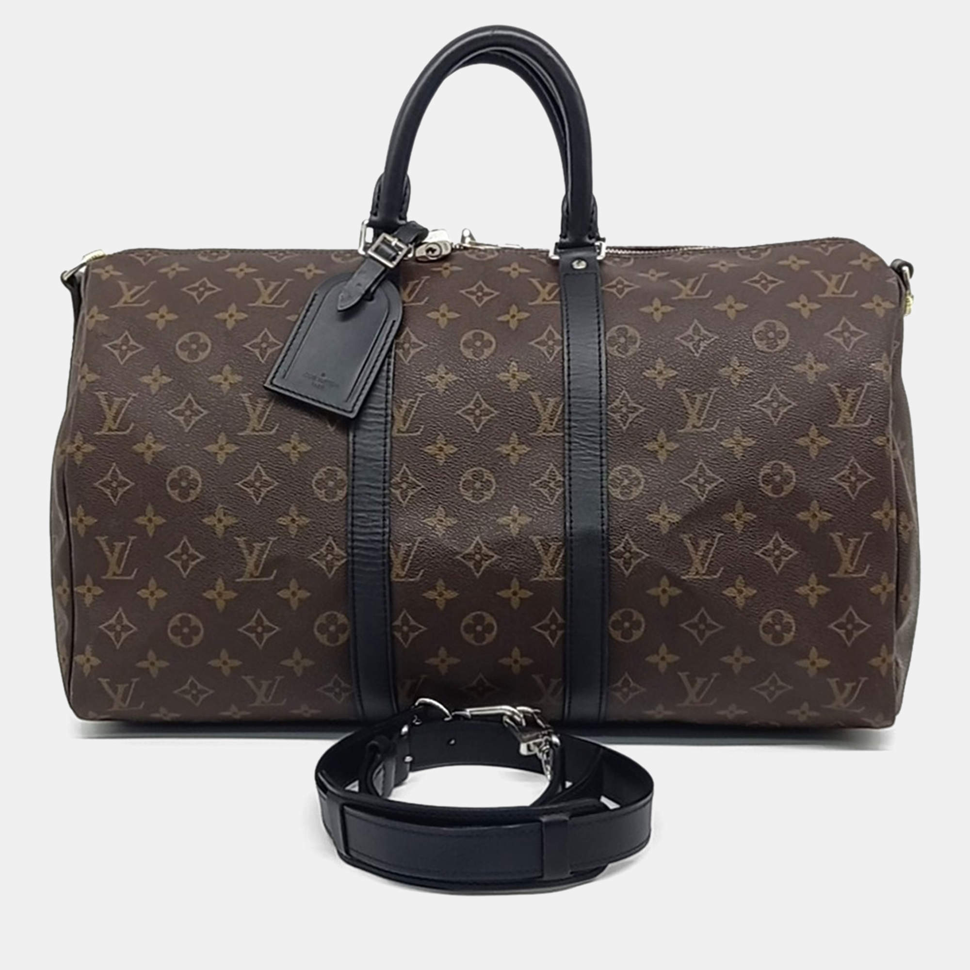Pre Owned Louis Vuitton Brown Coated Canvas Makassar Keepall 45