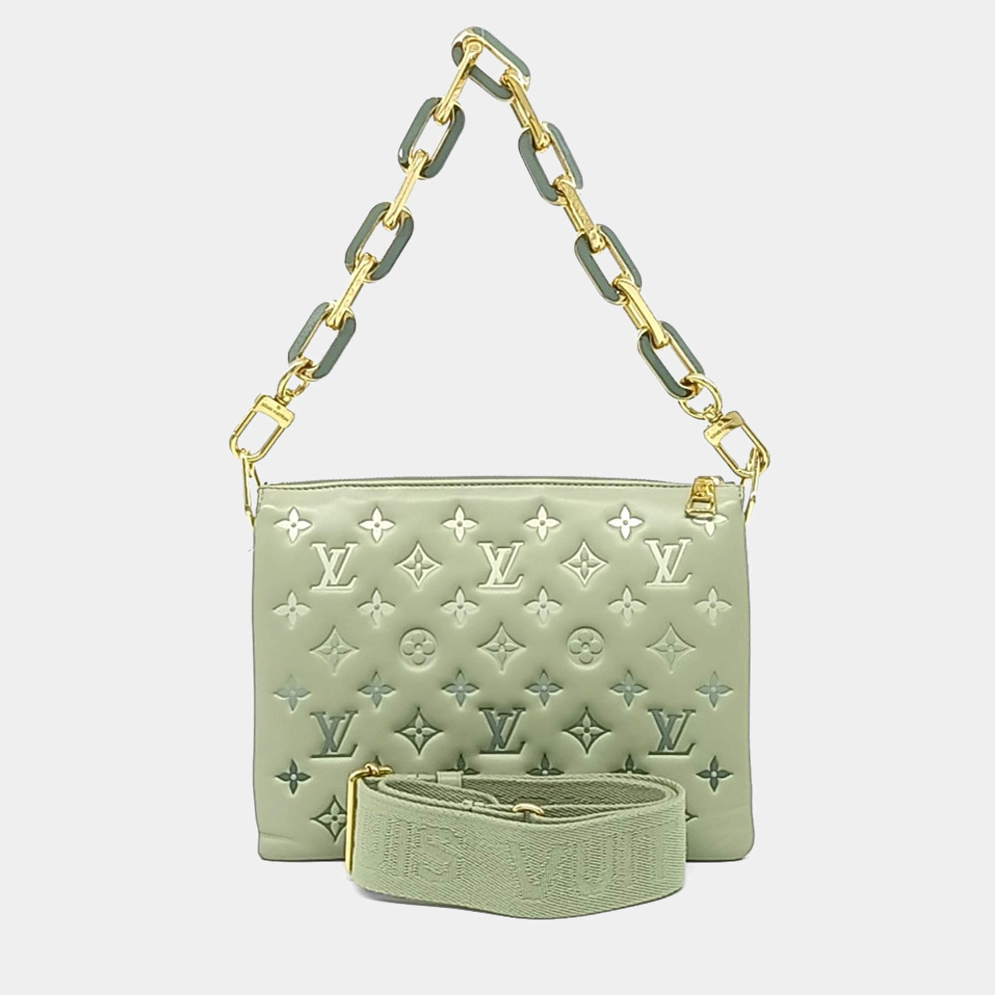 Pre Owned Louis Vuitton Green Leather Cousin PM