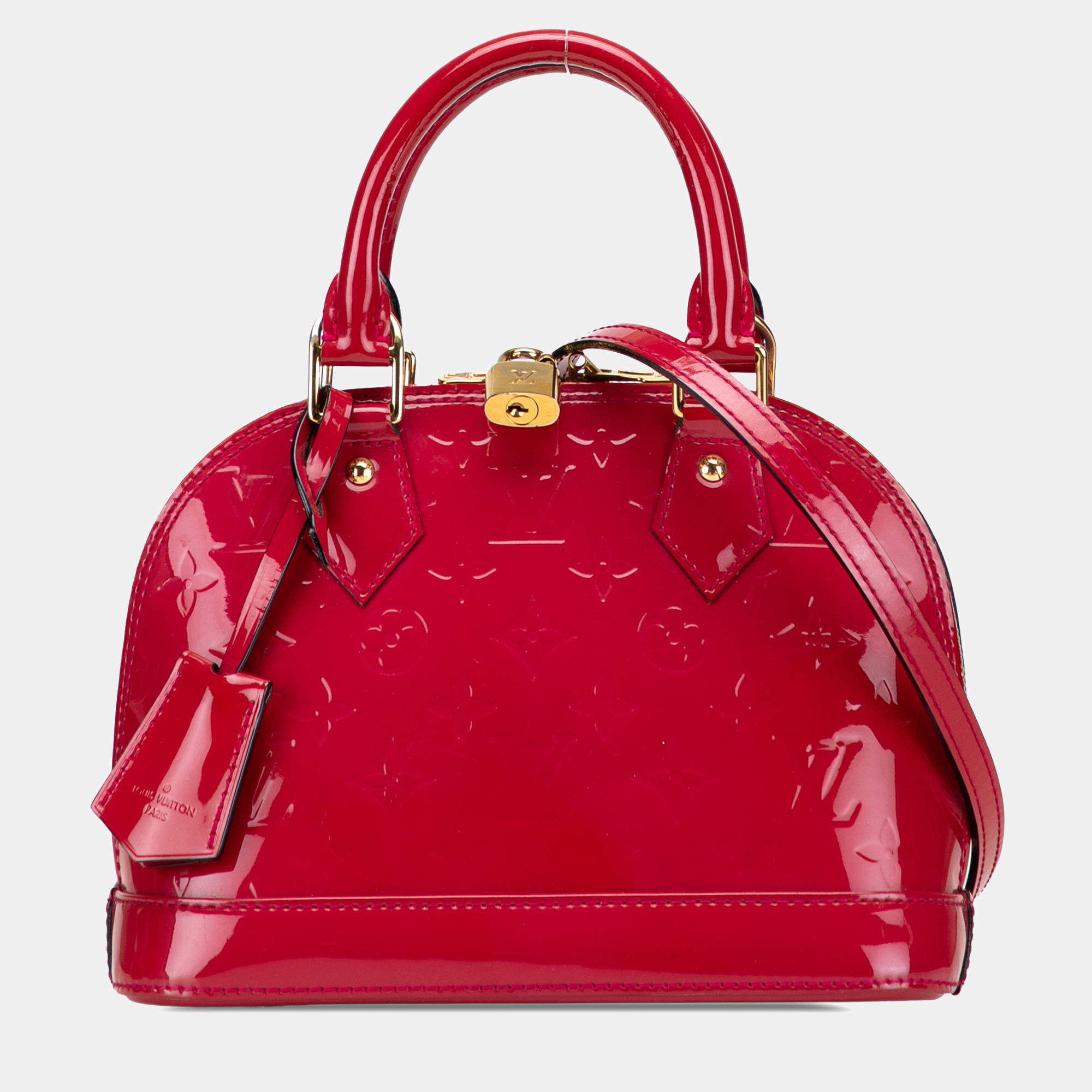 Pre Owned Louis Vuitton Red Monogram Vernis Alma BB