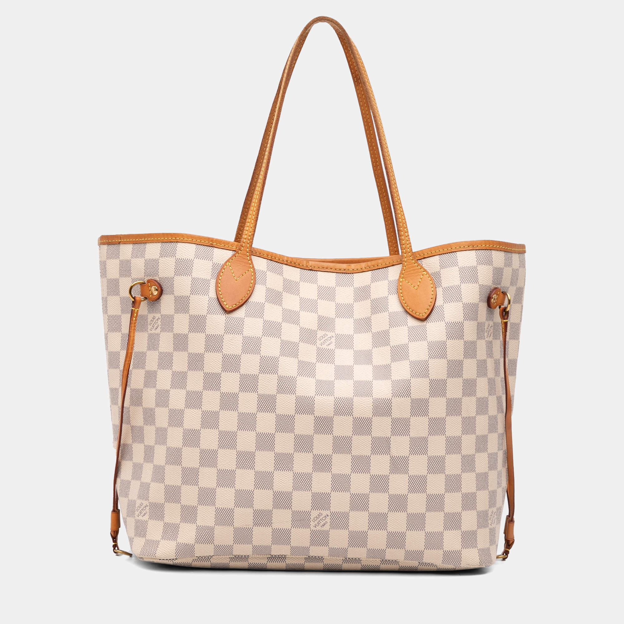 Pre Owned Louis Vuitton White Damier Azur Neverfull MM