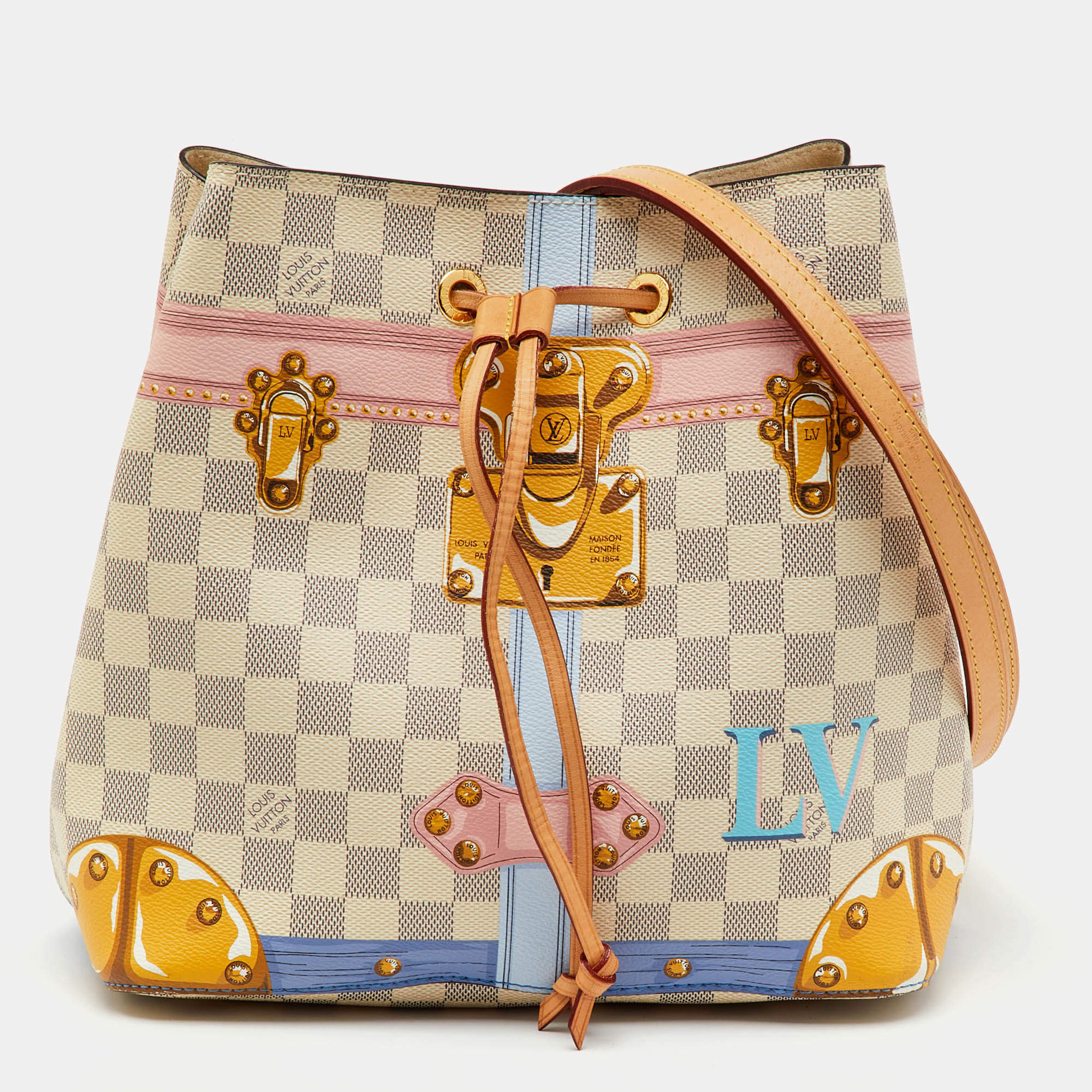 Pre Owned Louis Vuitton Damier Azur Summer Trunks NeoNoe MM Bag