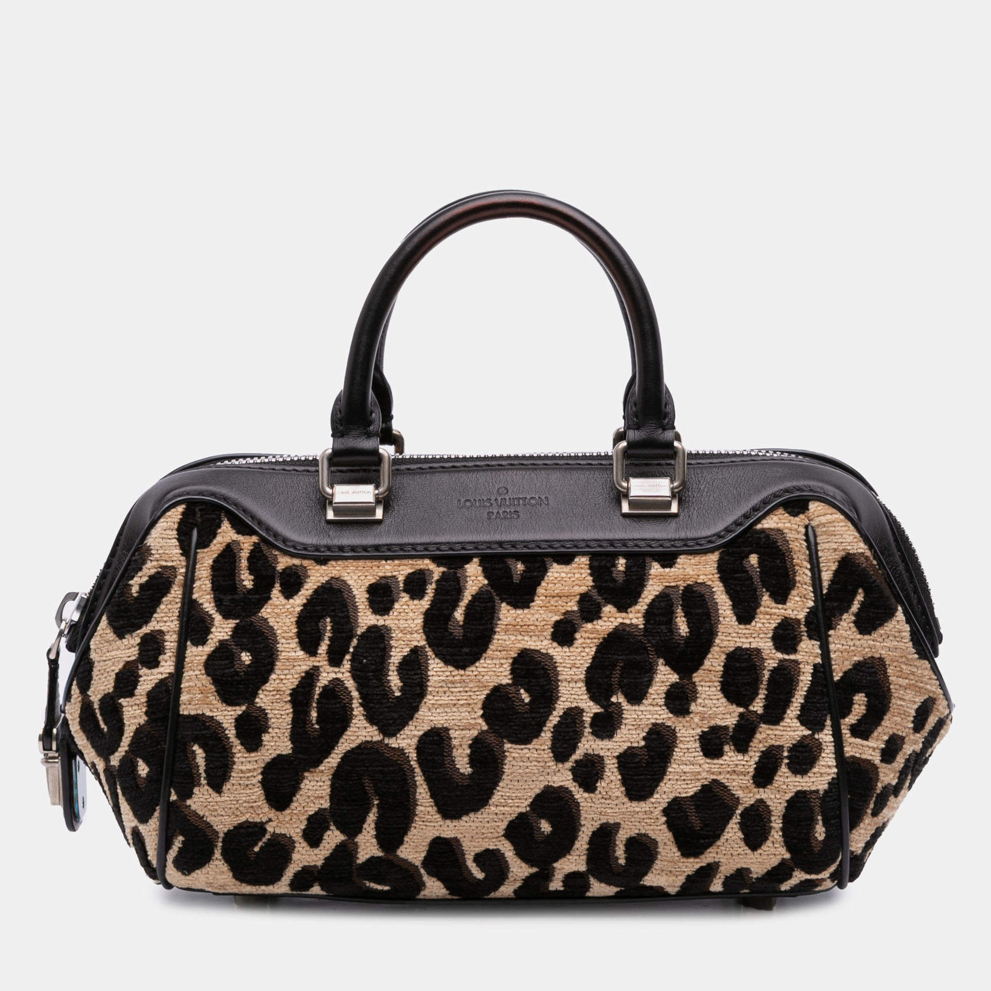 Pre Owned Louis Vuitton Beige Brown Stephen Sprouse Chenille Leopard Baby Bag
