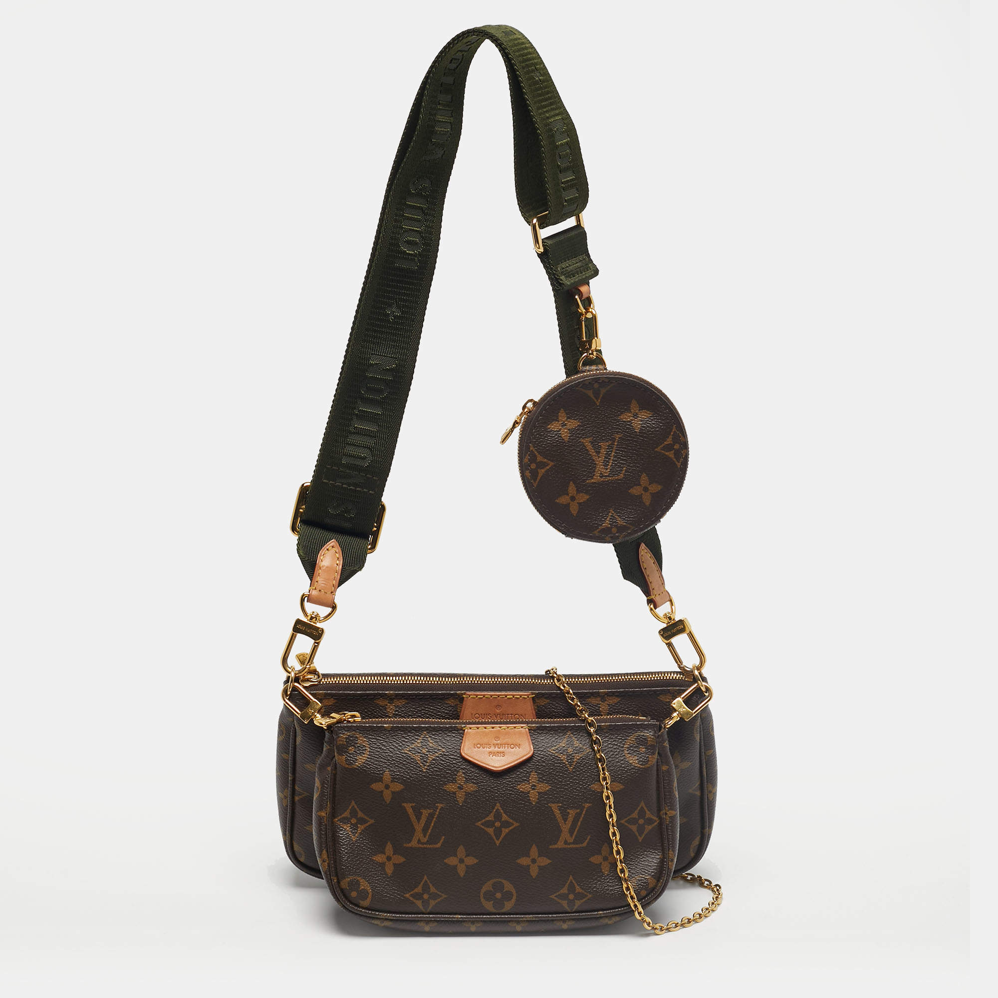 Pre Owned Louis Vuitton Kaki Monogram Canvas Multi Pochette Accessoires Bag